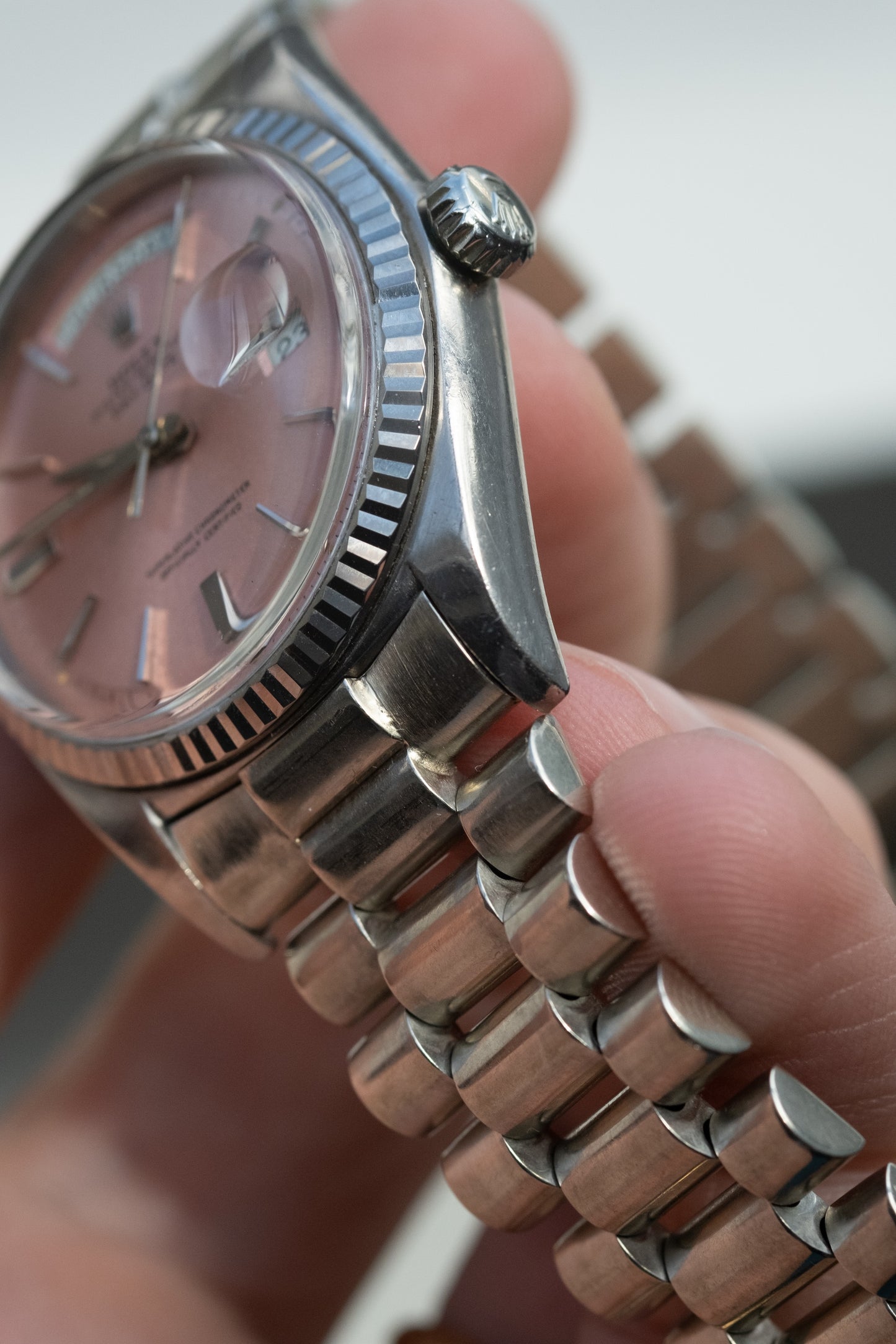 ROLEX Day Date Ref. 1803 Tropical Pink Dial Cigarette Hands White Gold (1963)