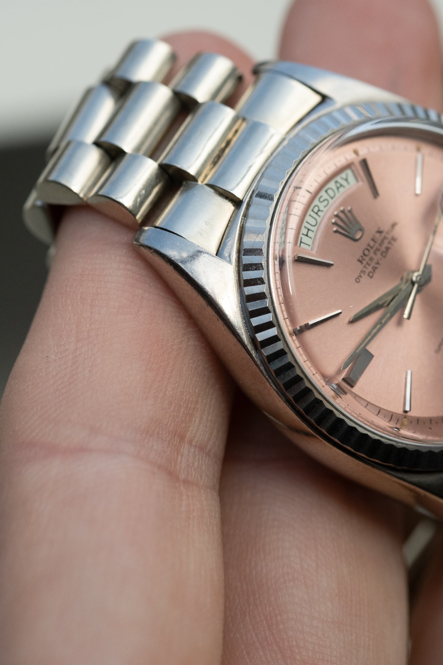 ROLEX Day Date Ref. 1803 Tropical Pink Dial Cigarette Hands White Gold (1963)