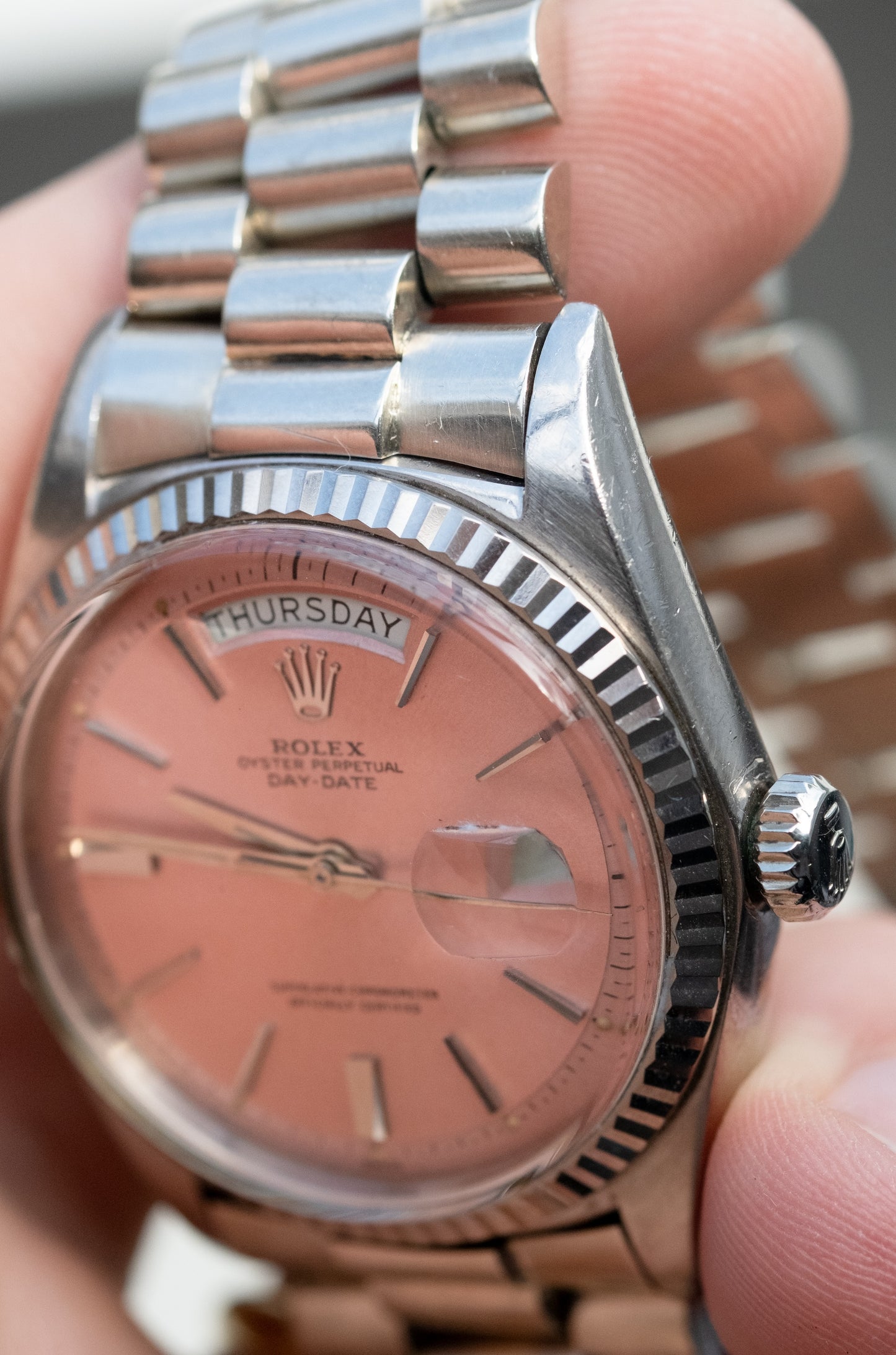 ROLEX Day Date Ref. 1803 Tropical Pink Dial Cigarette Hands White Gold (1963)