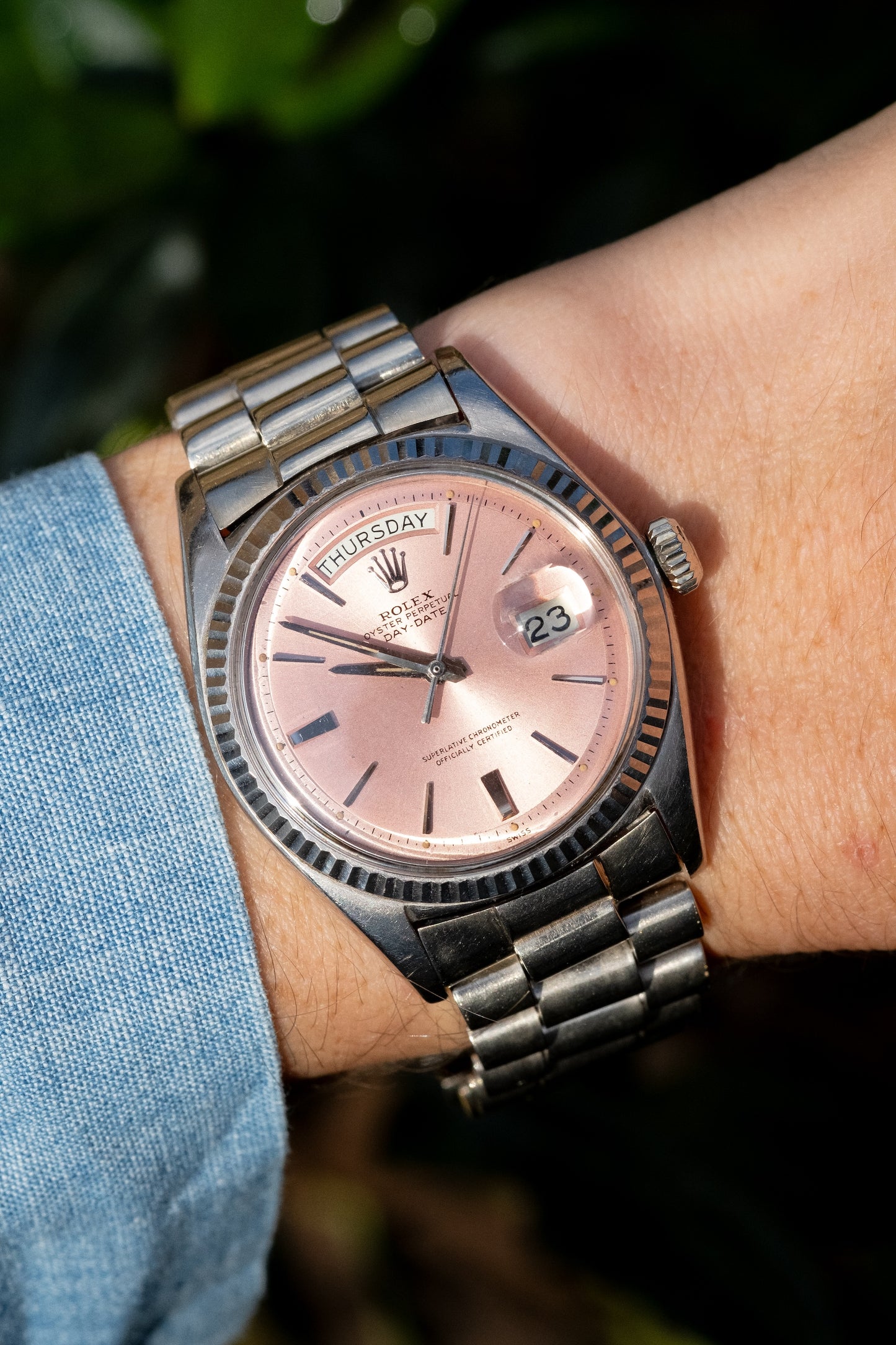 ROLEX Day Date Ref. 1803 Tropical Pink Dial Cigarette Hands White Gold (1963)