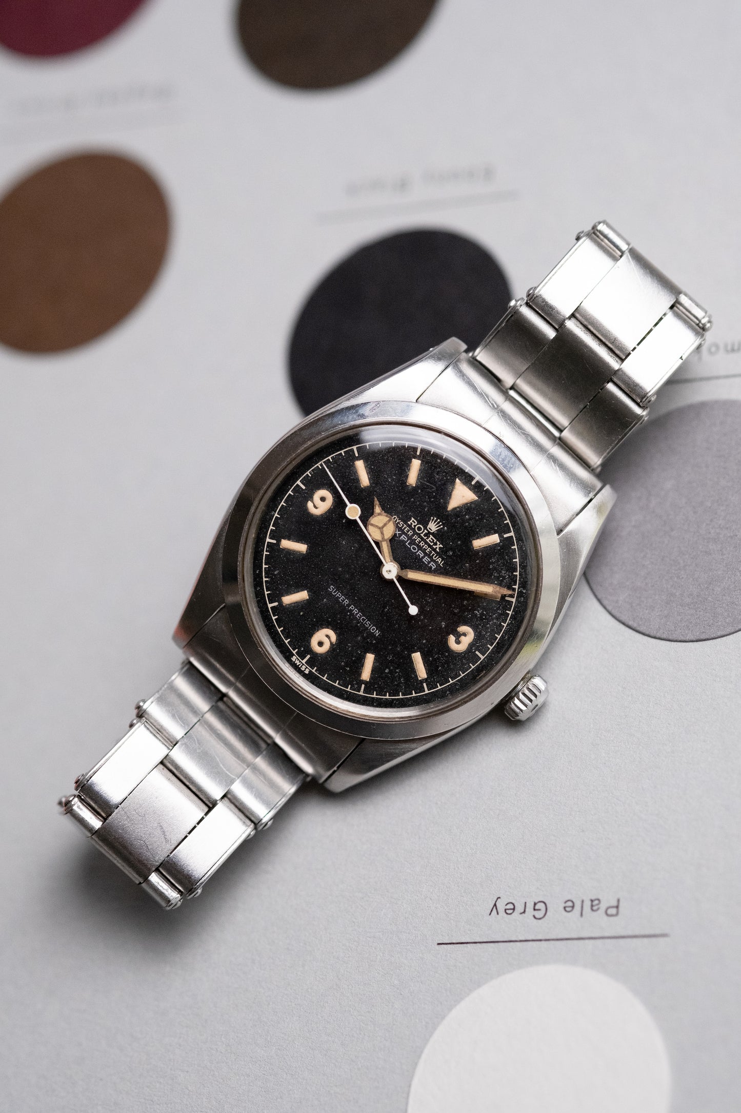 ROLEX Explorer Gilt Dial Ref. 5504 Box, Guarantee + Service Papers (1958)