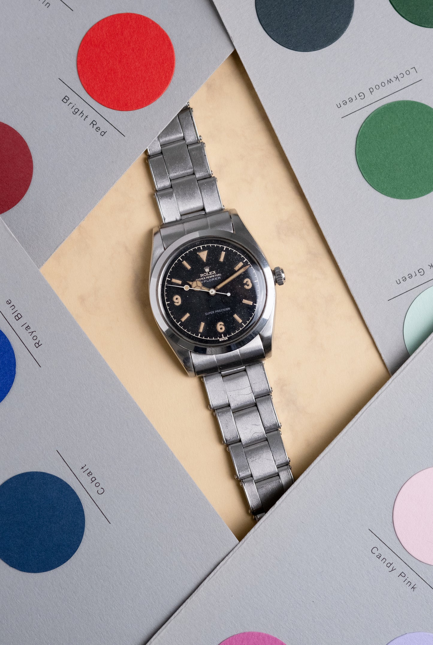 ROLEX Explorer Gilt Dial Ref. 5504 Box, Guarantee + Service Papers (1958)