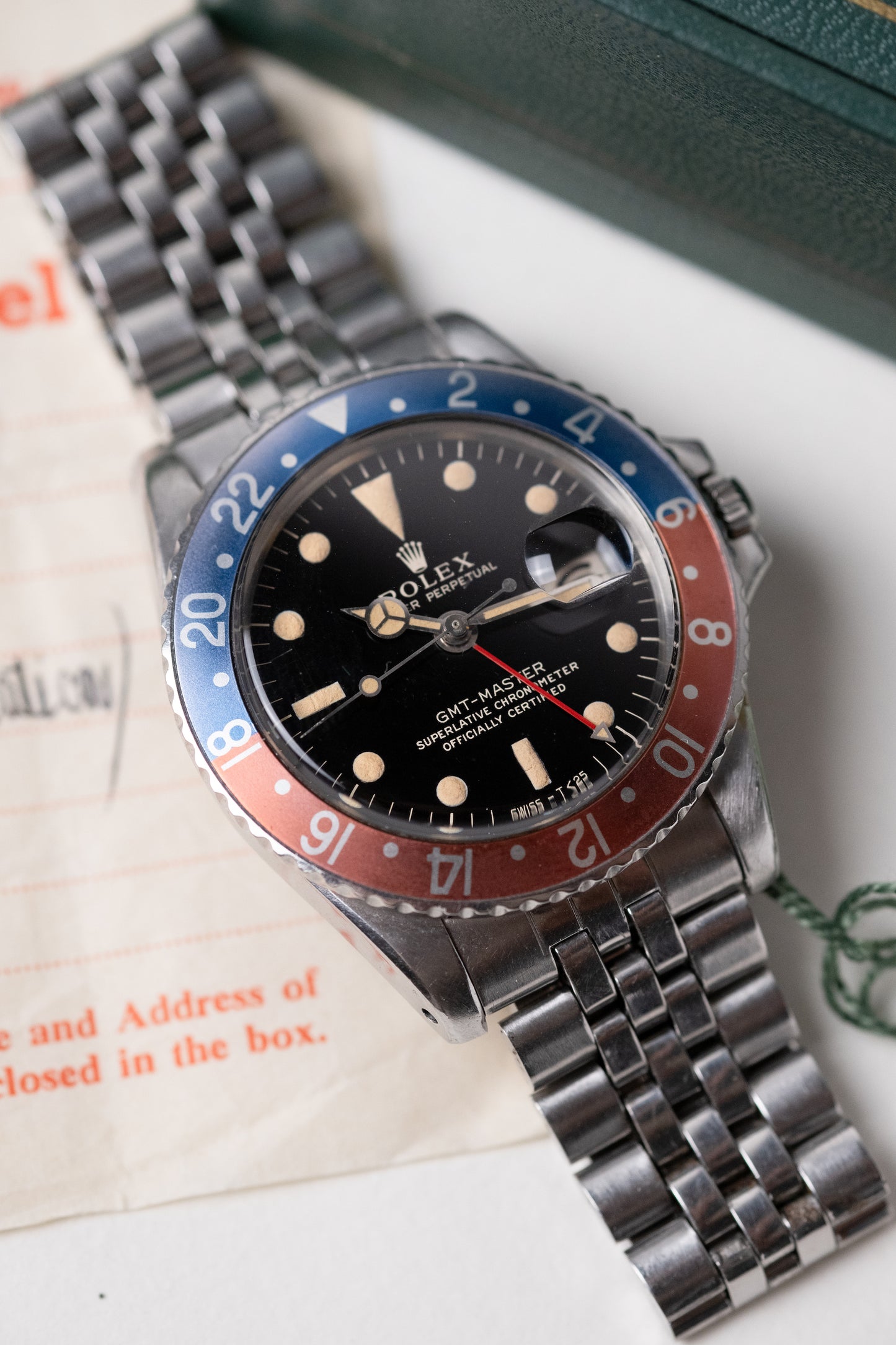 ROLEX GMT Master Ref. 1675 Gilt Mirror Gloss "Wide Swiss" Dial (1966)