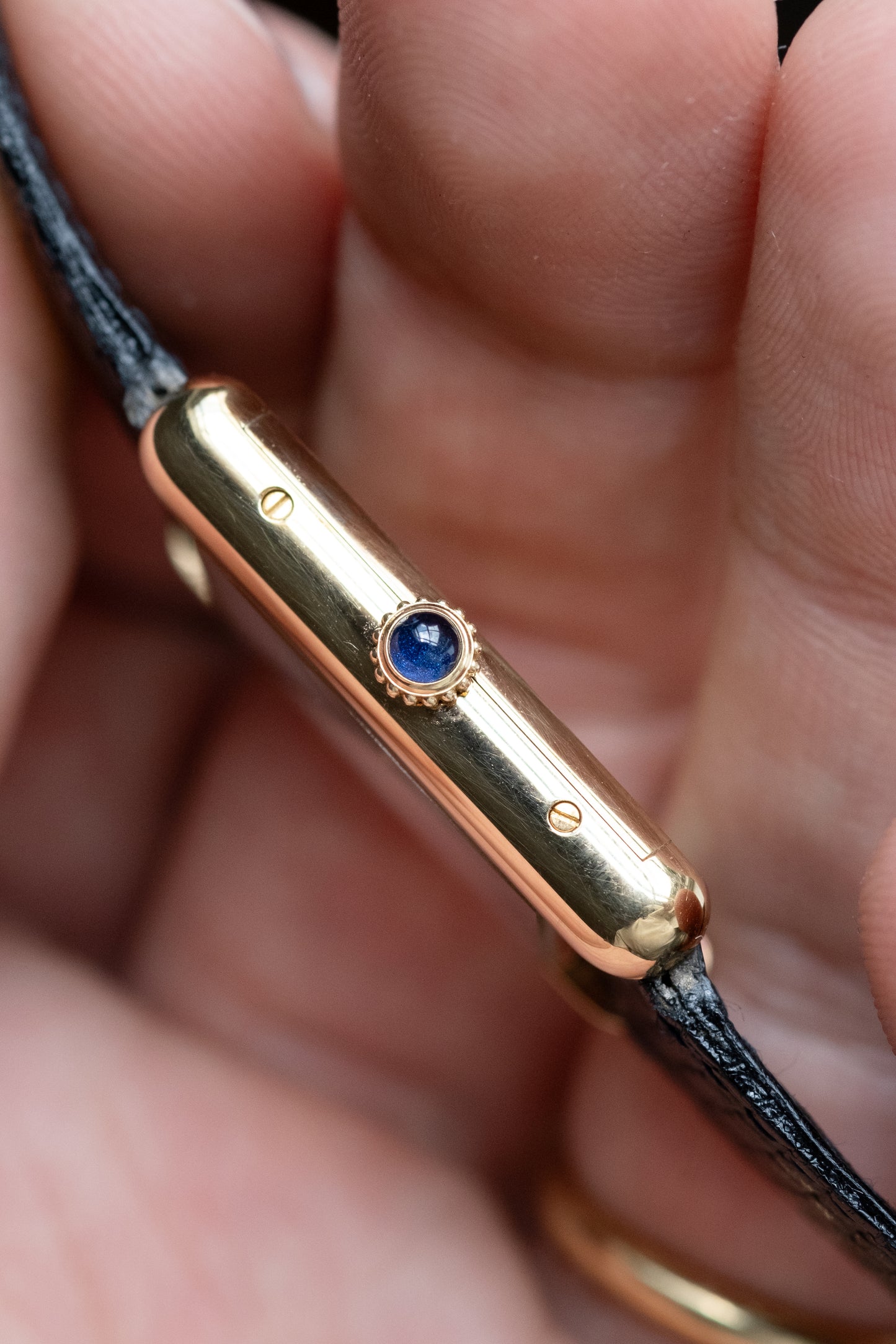CARTIER Must de Cartier Tank Vermeil Blue Dial Manual Wind Full Set (c. 1980s)