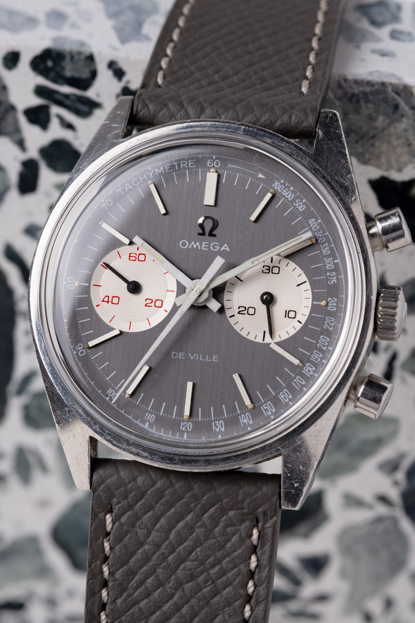 OMEGA De Ville Chronograph Grey Reverse Panda Dial Ref. 145.017 (1970)