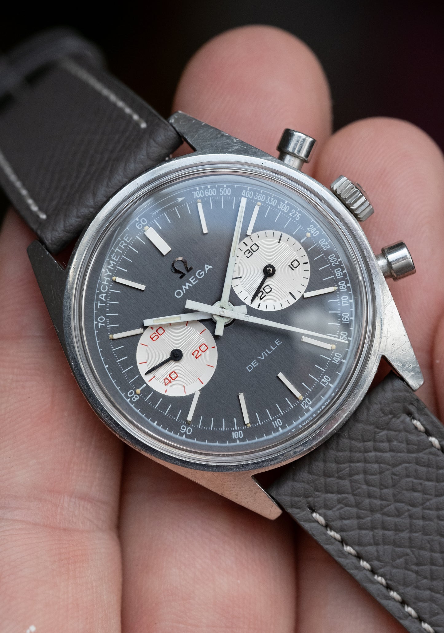 OMEGA De Ville Chronograph Grey Reverse Panda Dial Ref. 145.017 (1970)