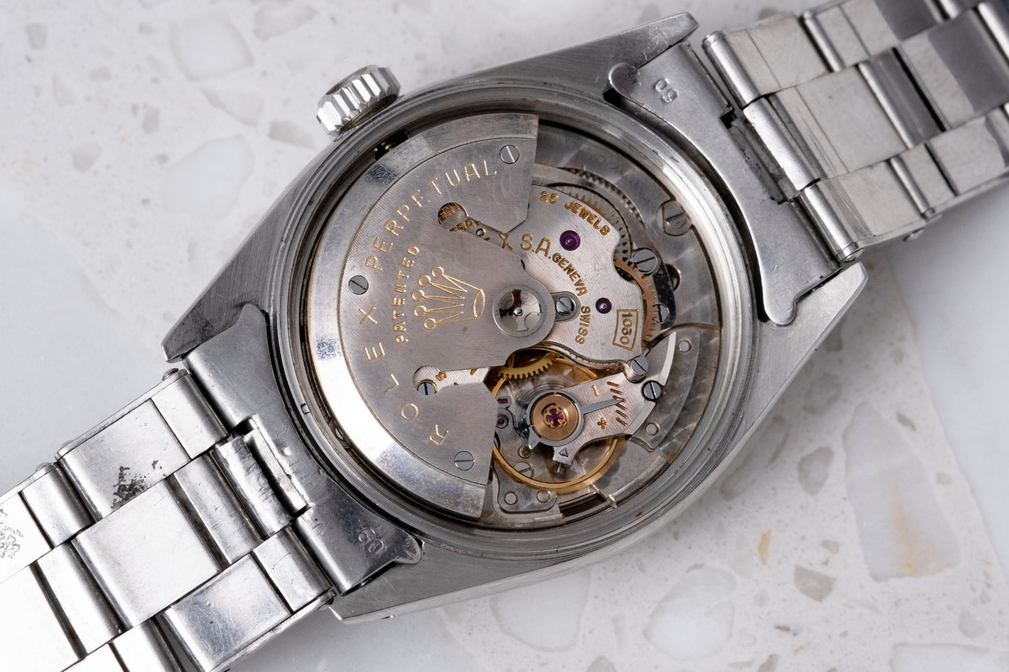 ROLEX Oyster Perpetual Date Gilt Dial Ref. 6534 Boxes and Service Papers (1957)