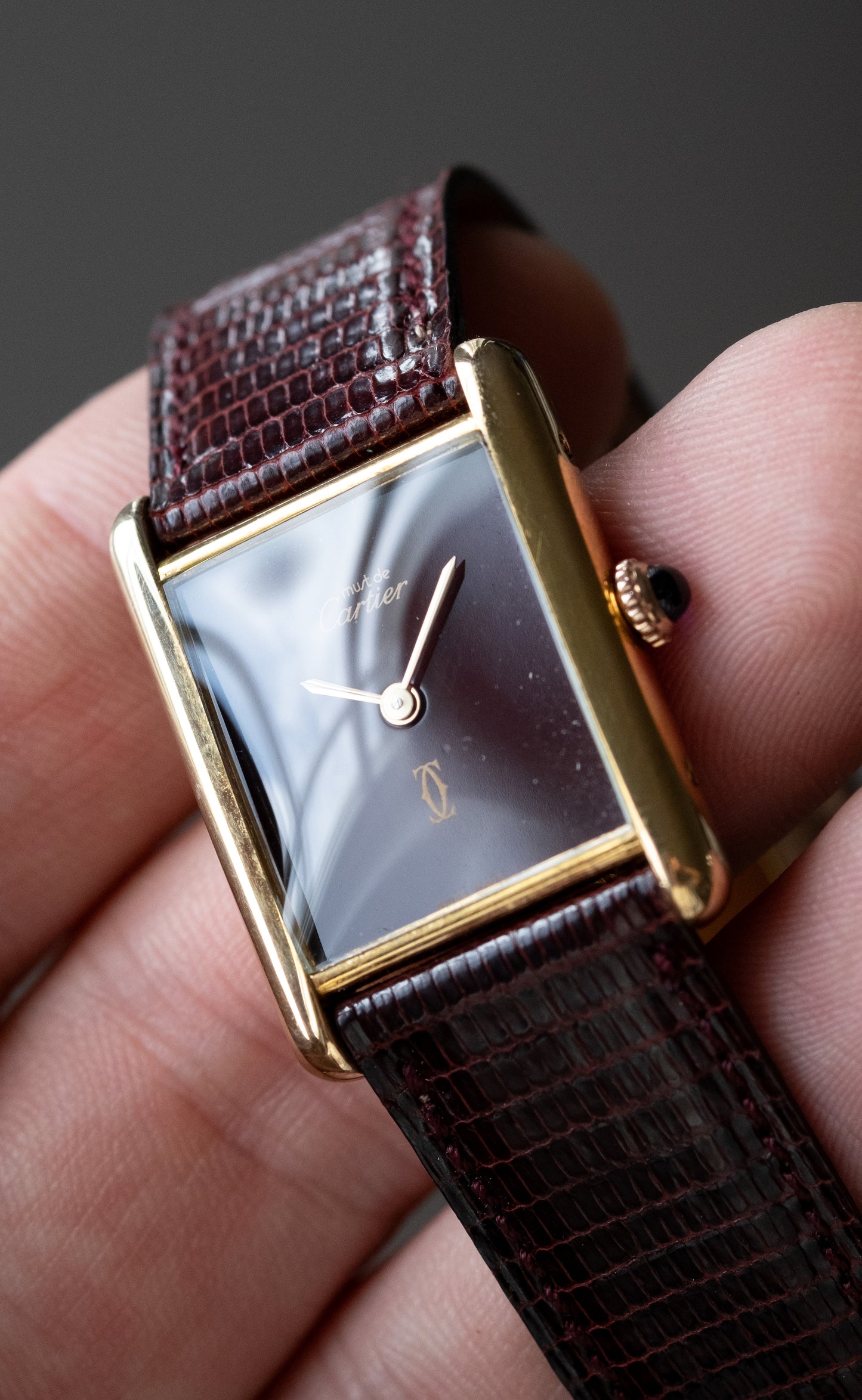 CARTIER Must De Cartier Tank Burgundy Vermeil Manual Wind (c. 1970s)