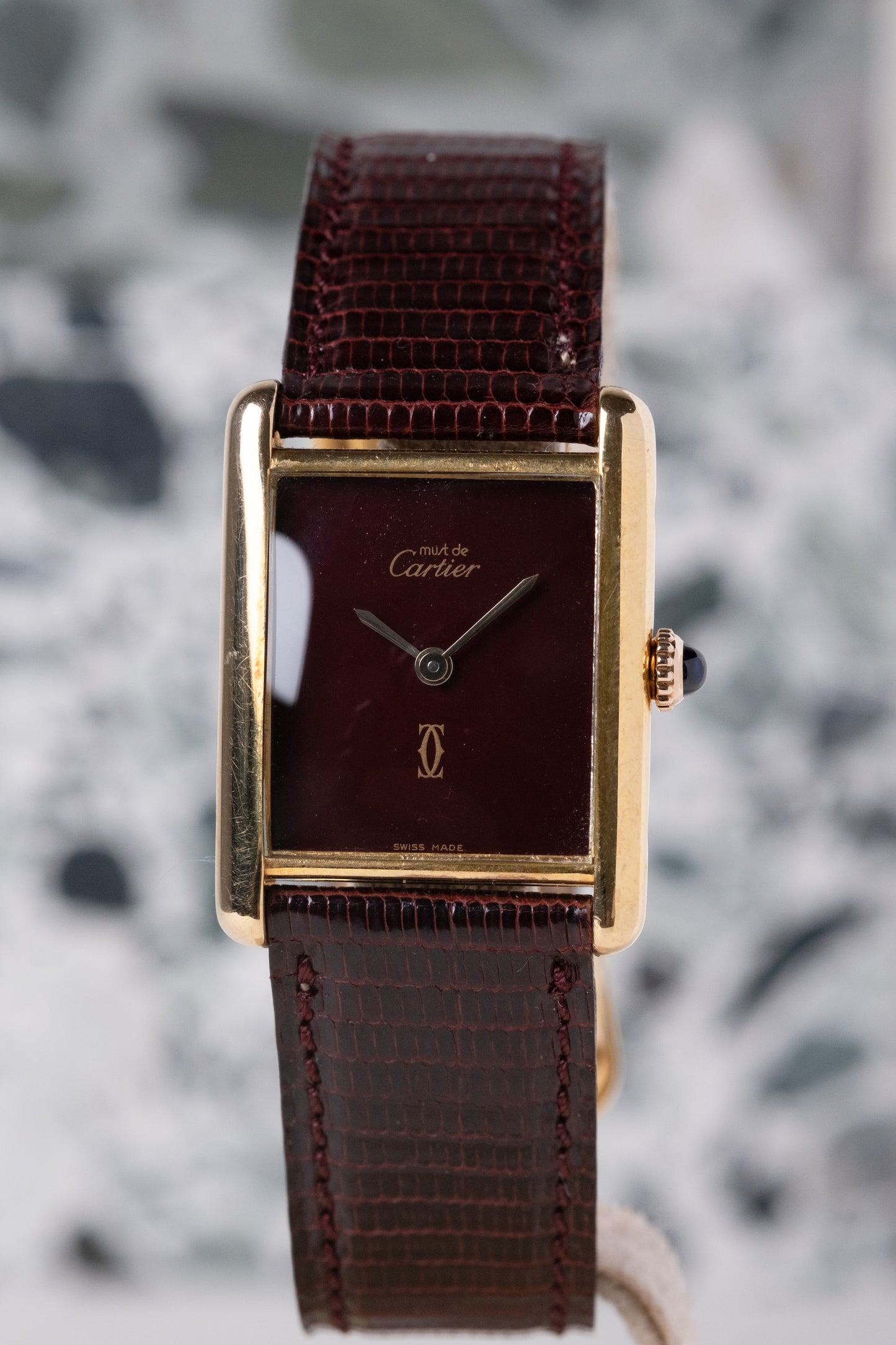 CARTIER Must De Cartier Tank Burgundy Vermeil Manual Wind (c. 1970s)