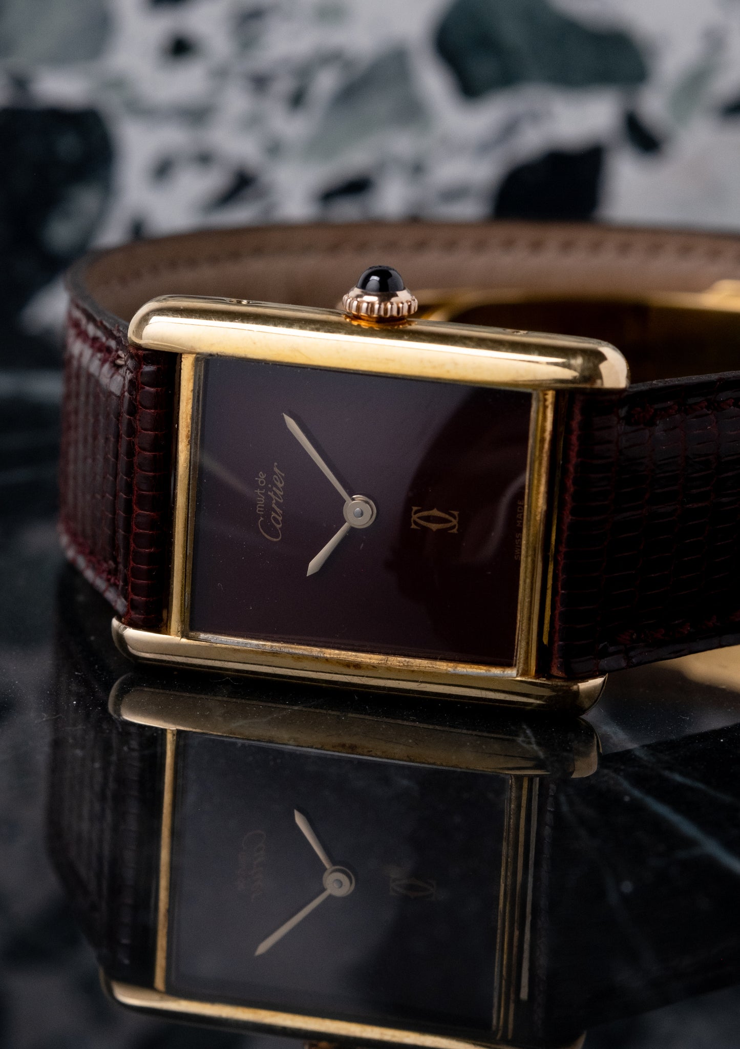 CARTIER Must De Cartier Tank Burgundy Vermeil Manual Wind (c. 1970s)