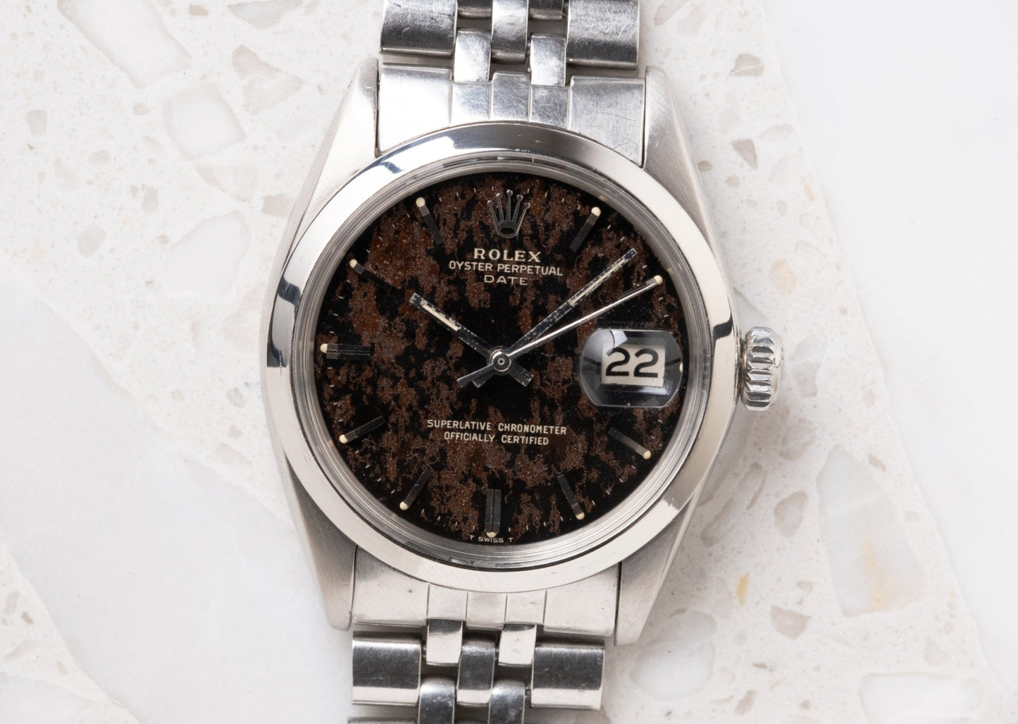ROLEX Oyster Perpetual Date Ref. 1500 Tropical Camo Dial Box and Papers (1969)