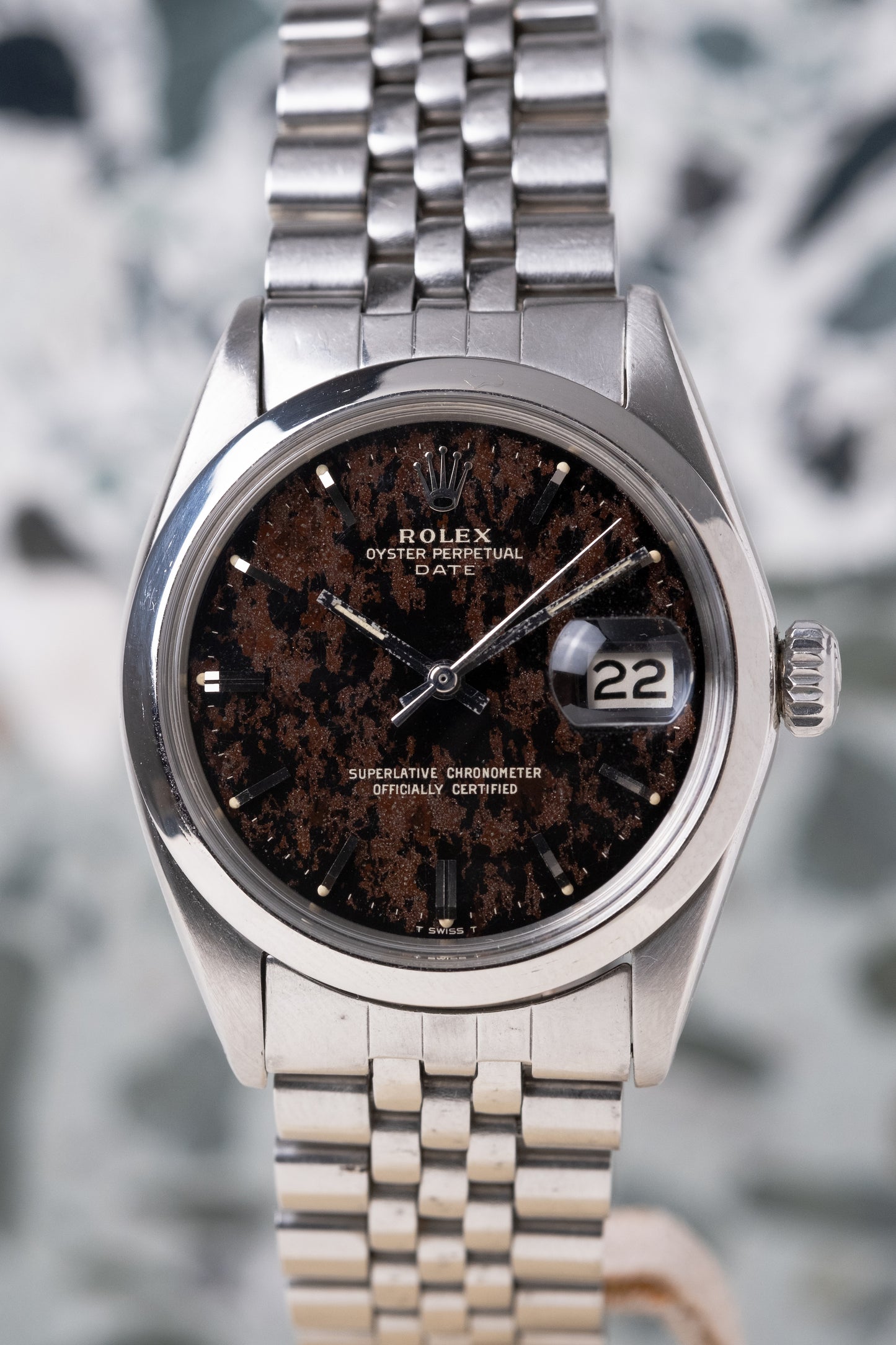 ROLEX Oyster Perpetual Date Ref. 1500 Tropical Camo Dial Box and Papers (1969)