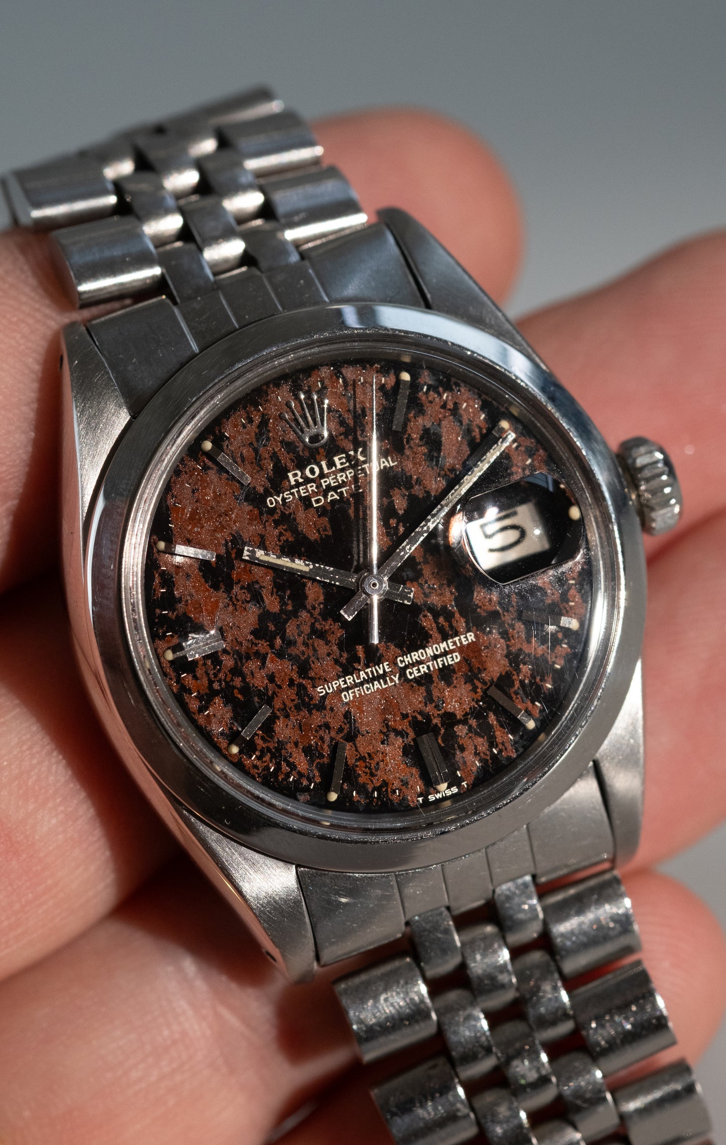 ROLEX Oyster Perpetual Date Ref. 1500 Tropical Camo Dial Box and Papers (1969)