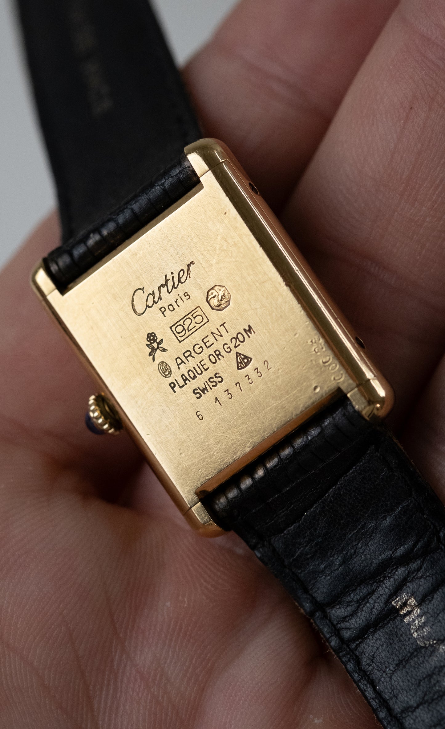 CARTIER Must de Cartier Tank Vermeil Black Dial Manual Wind (c. 1980s)