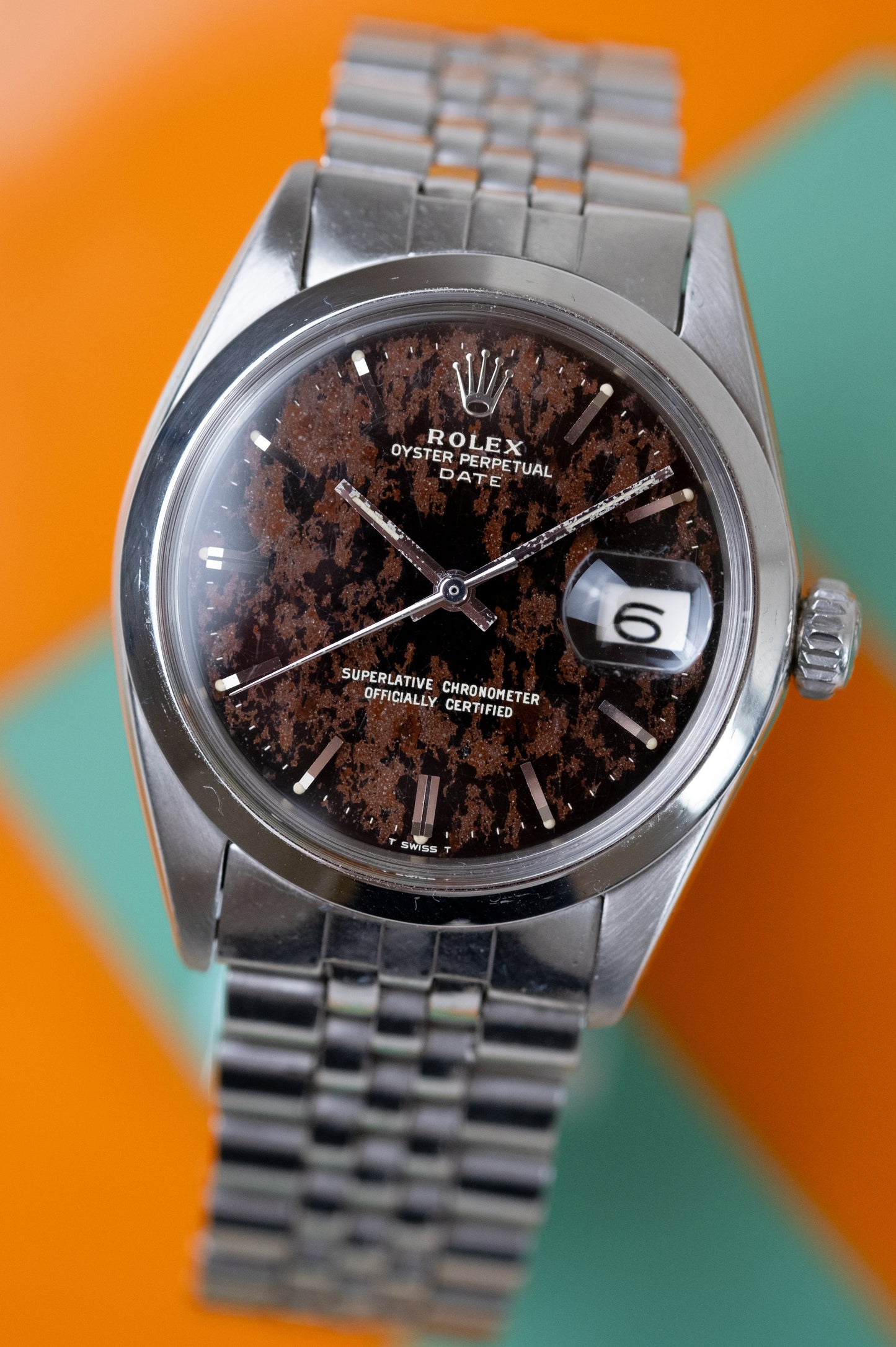 ROLEX Oyster Perpetual Date Ref. 1500 Tropical Camo Dial Box and Papers (1969)