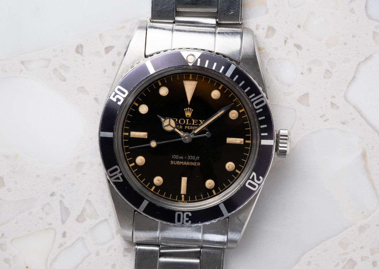 ROLEX Submariner Small Crown Ref. 5508 Gilt Exclamation Point Dial Box, Guarantee and Service Papers (1959)