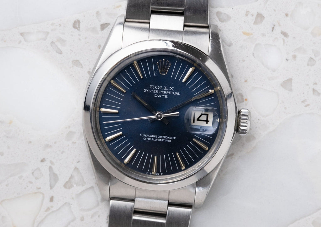 ROLEX Oyster Perpetual Date Ref. 1500 Long Index Blue Dial (1971)