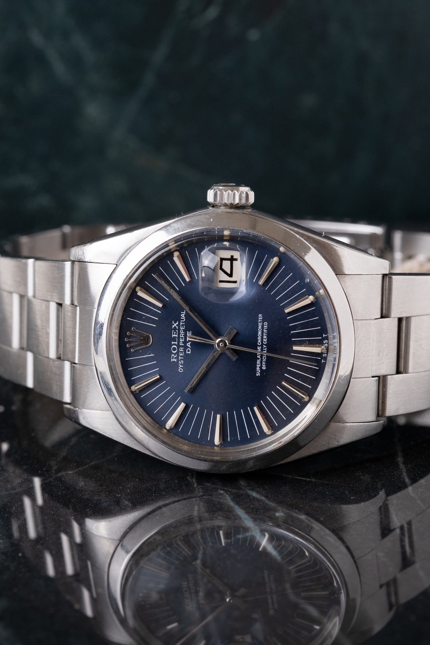 ROLEX Oyster Perpetual Date Ref. 1500 Long Index Blue Dial (1971)