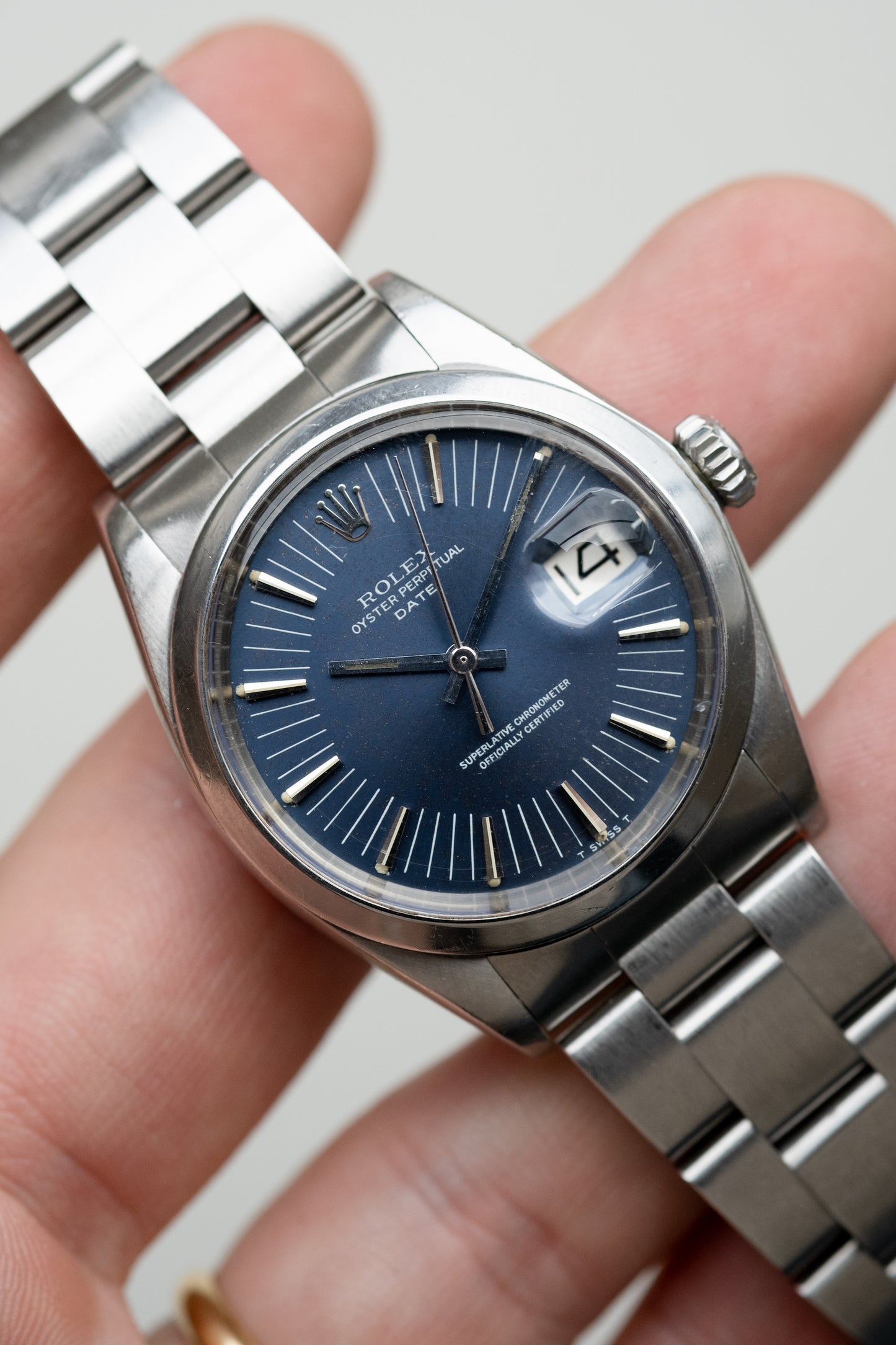 ROLEX Oyster Perpetual Date Ref. 1500 Long Index Blue Dial (1971)
