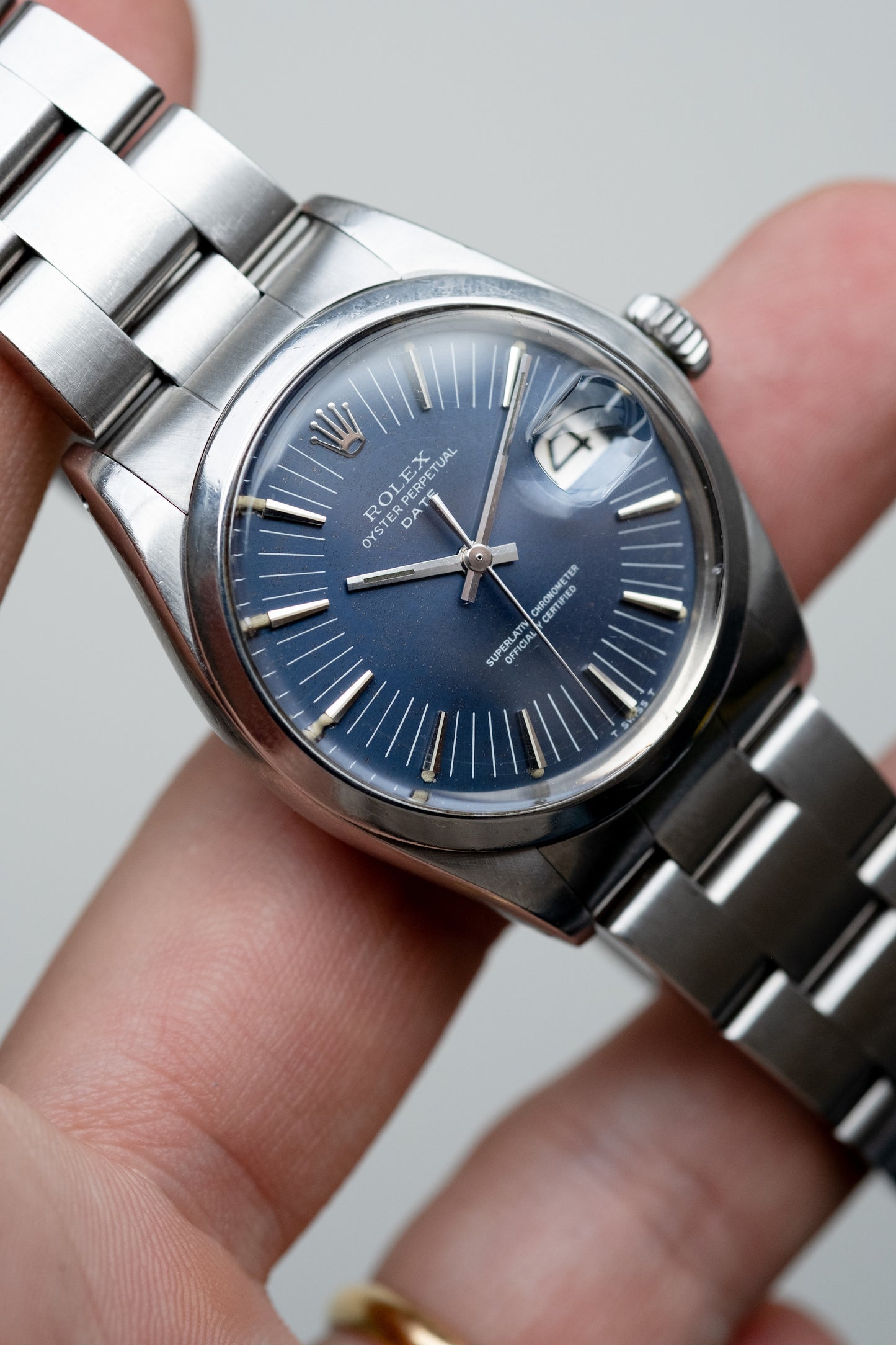 ROLEX Oyster Perpetual Date Ref. 1500 Long Index Blue Dial (1971)