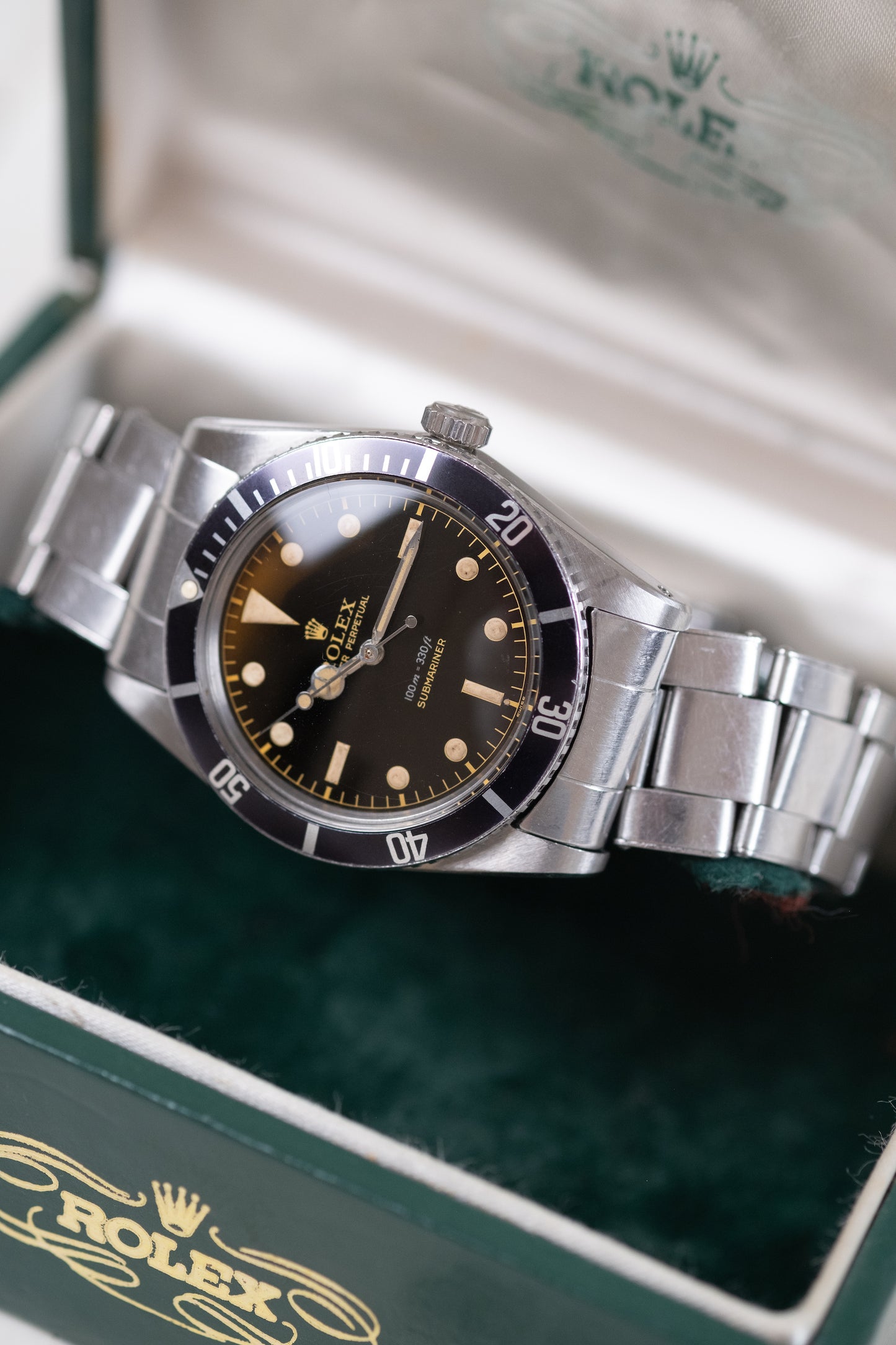 ROLEX Submariner Small Crown Ref. 5508 Gilt Exclamation Point Dial Box, Guarantee and Service Papers (1959)