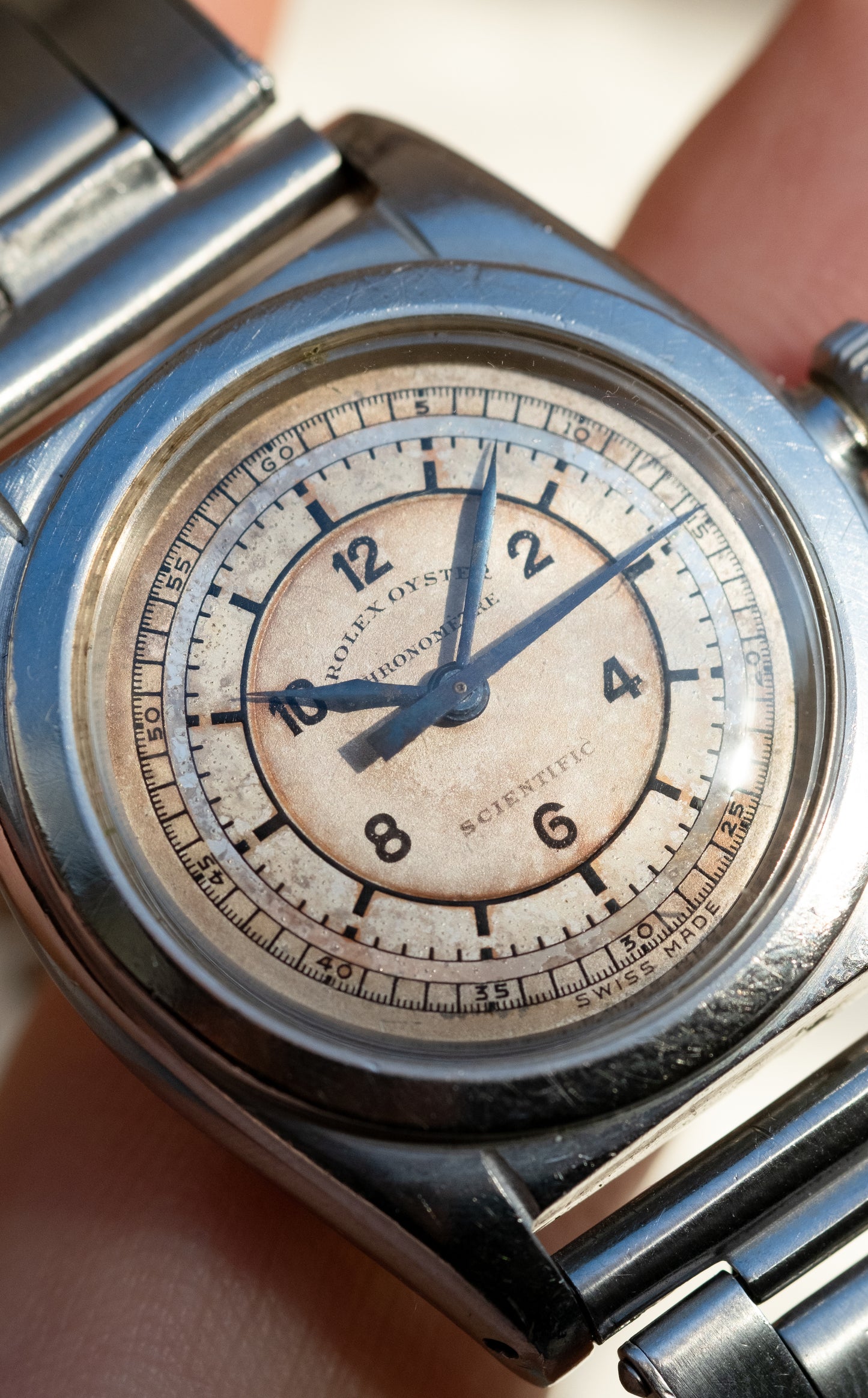 ROLEX Sector Dial "Scientific" Chronometre Flat Back RARE Ref. 2765 (1940)