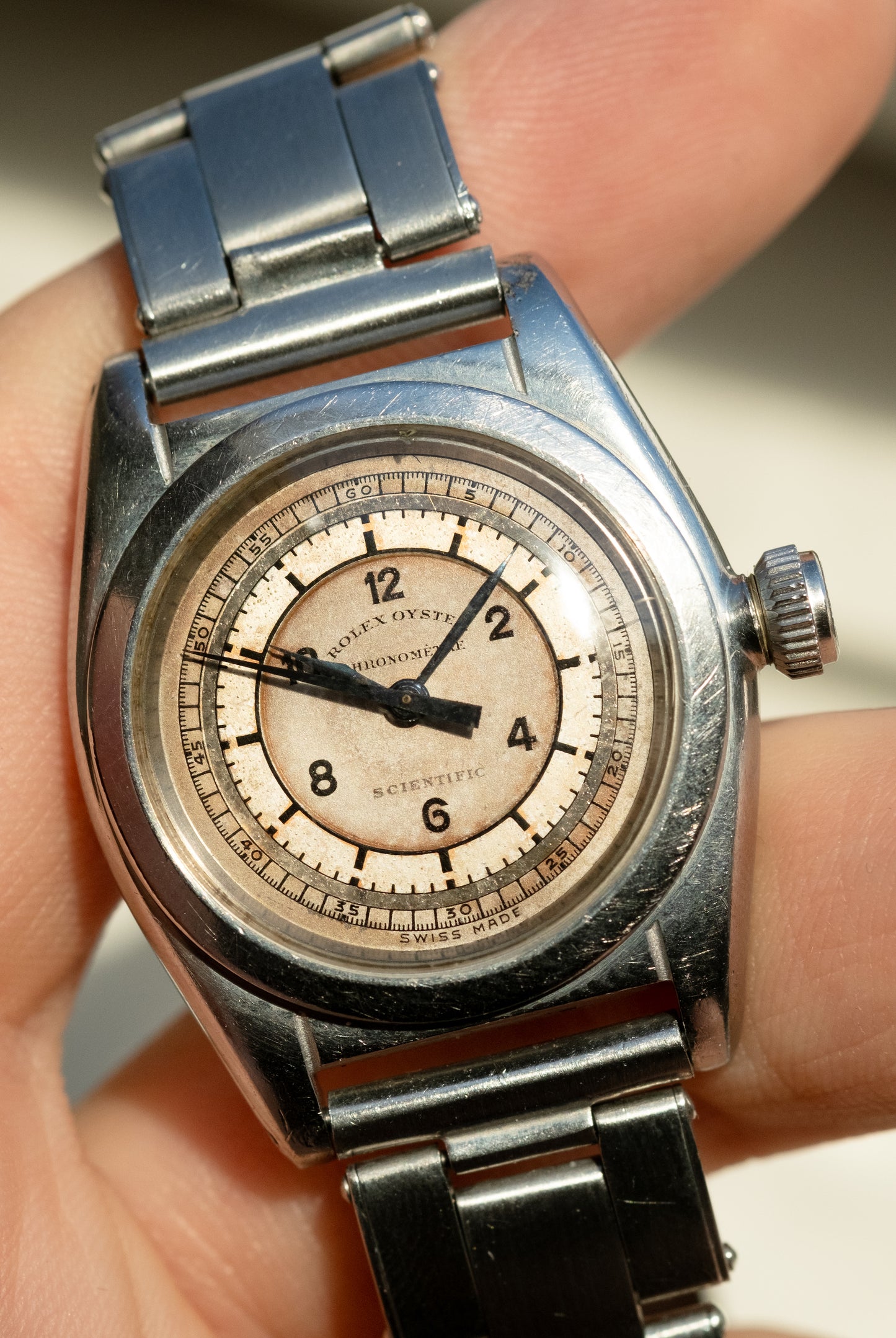 ROLEX Sector Dial "Scientific" Chronometre Flat Back RARE Ref. 2765 (1940)