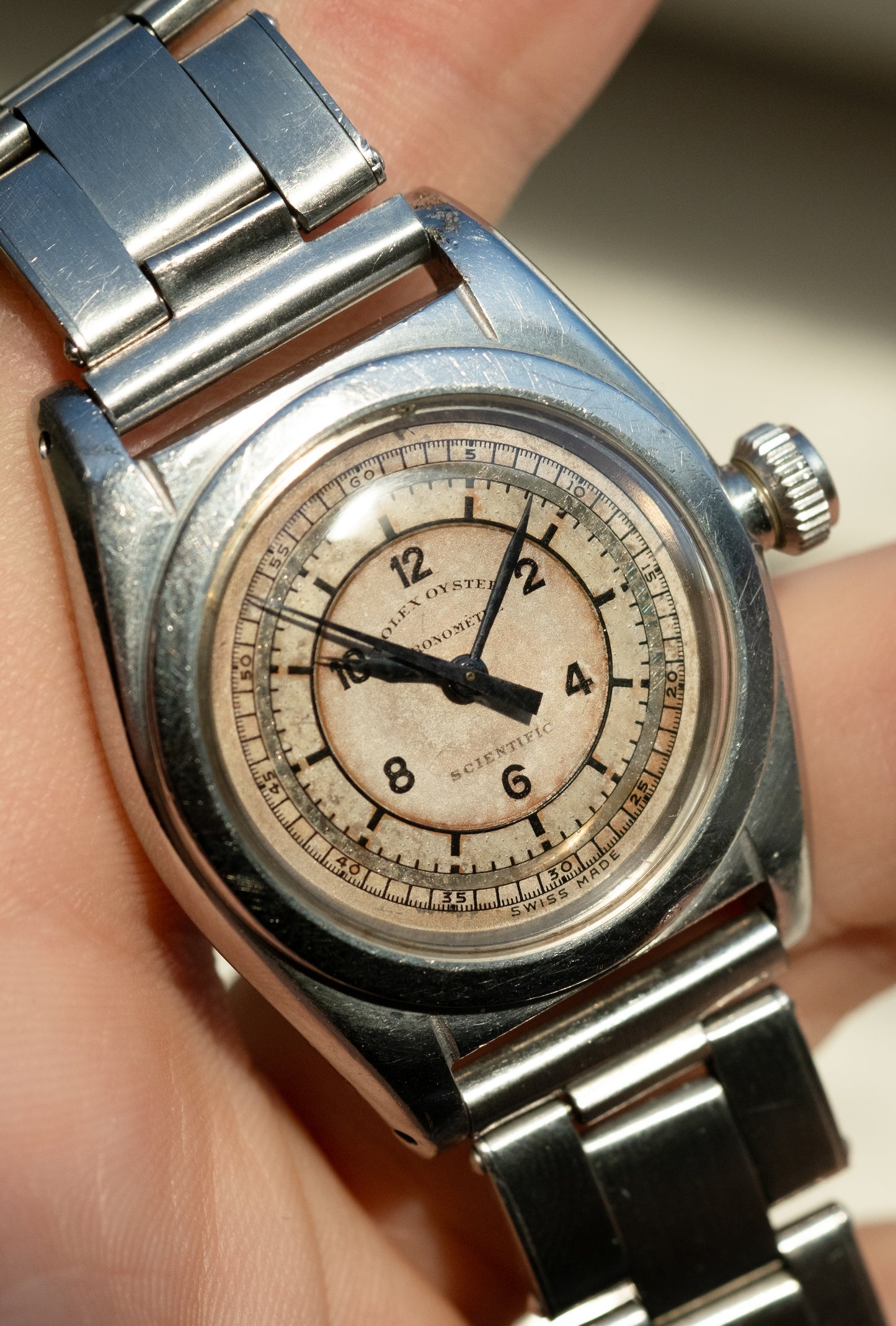ROLEX Sector Dial "Scientific" Chronometre Flat Back RARE Ref. 2765 (1940)