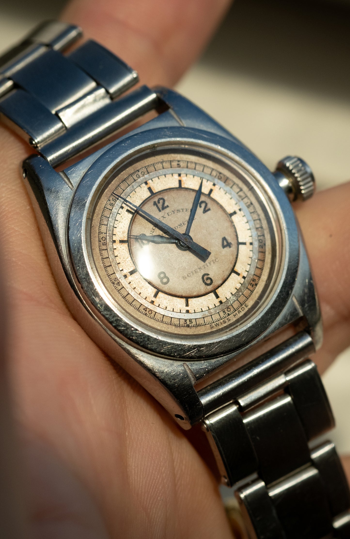 ROLEX Sector Dial "Scientific" Chronometre Flat Back RARE Ref. 2765 (1940)