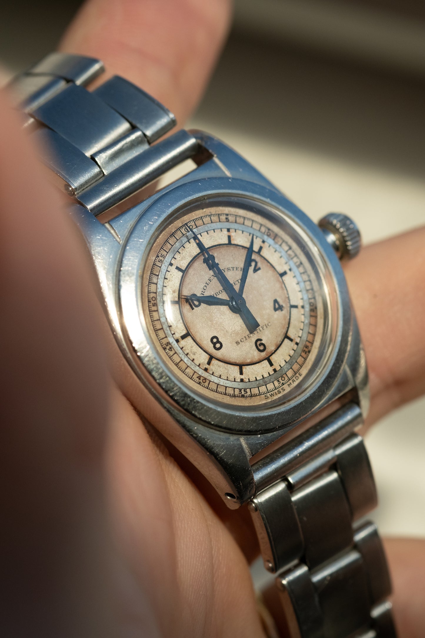 ROLEX Sector Dial "Scientific" Chronometre Flat Back RARE Ref. 2765 (1940)