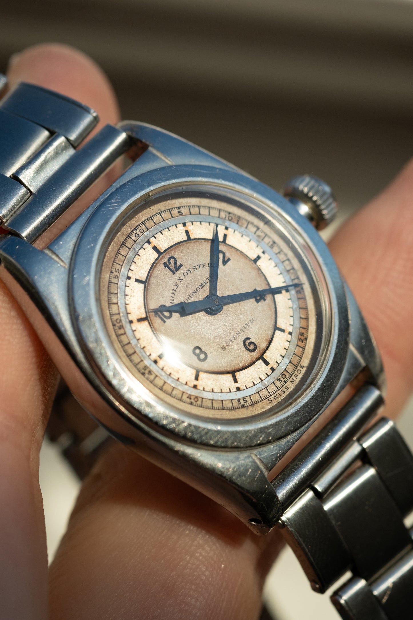 ROLEX Sector Dial "Scientific" Chronometre Flat Back RARE Ref. 2765 (1940)