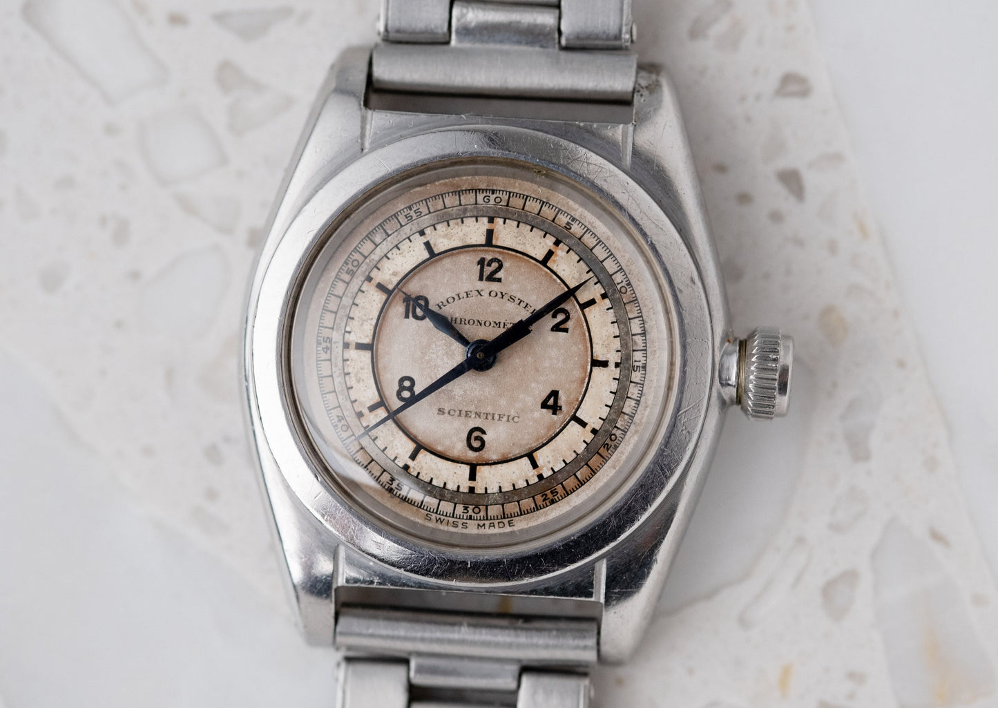 ROLEX Sector Dial "Scientific" Chronometre Flat Back RARE Ref. 2765 (1940)