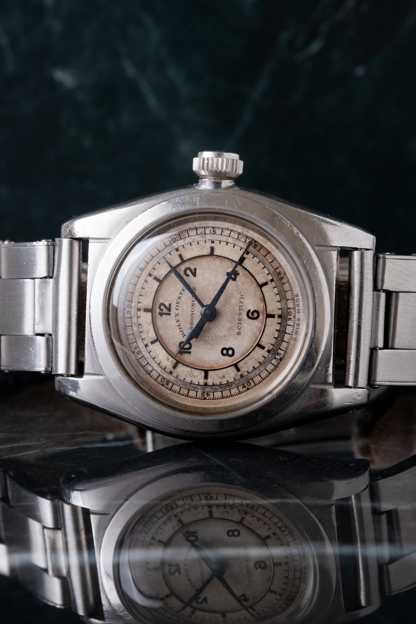 ROLEX Sector Dial "Scientific" Chronometre Flat Back RARE Ref. 2765 (1940)