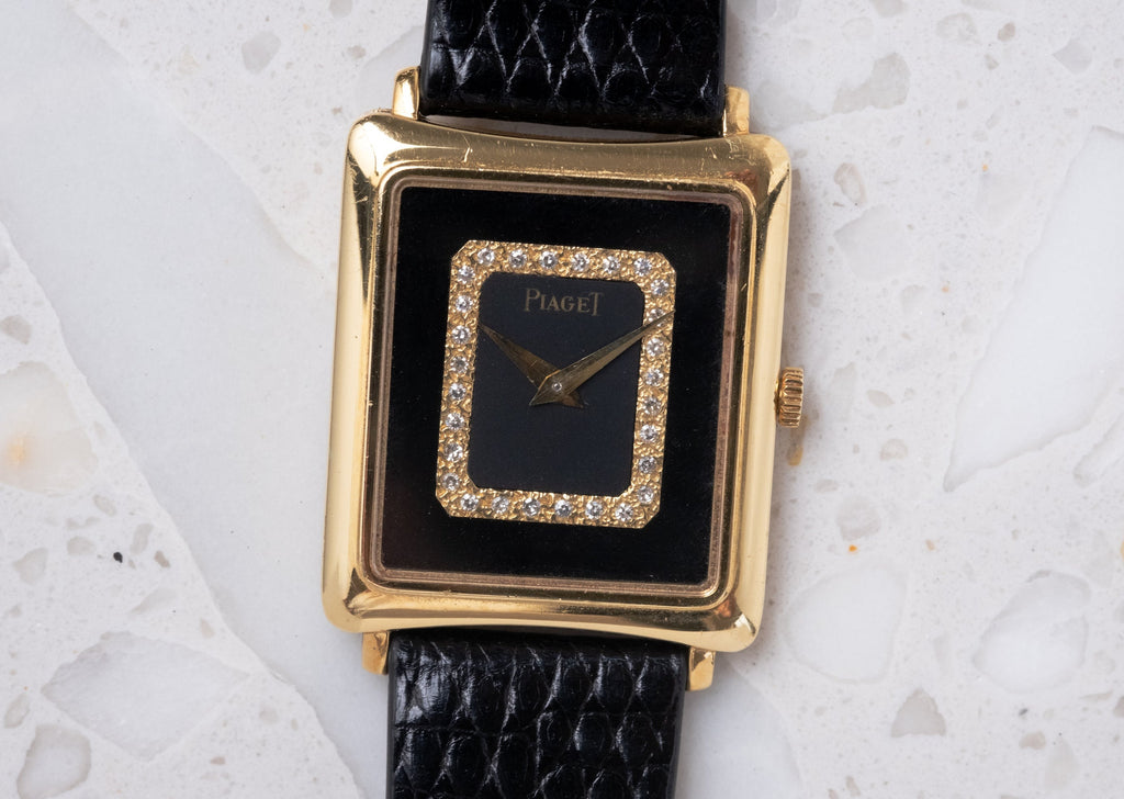 PIAGET Tank 18k Yellow Gold ref. 9254 Onyx Diamond dial (c. 1970s)