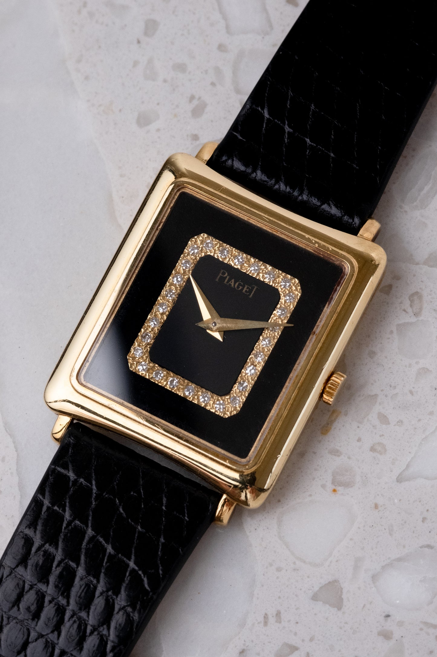 PIAGET Tank 18k Yellow Gold ref. 9254 Onyx Diamond dial (c. 1970s)