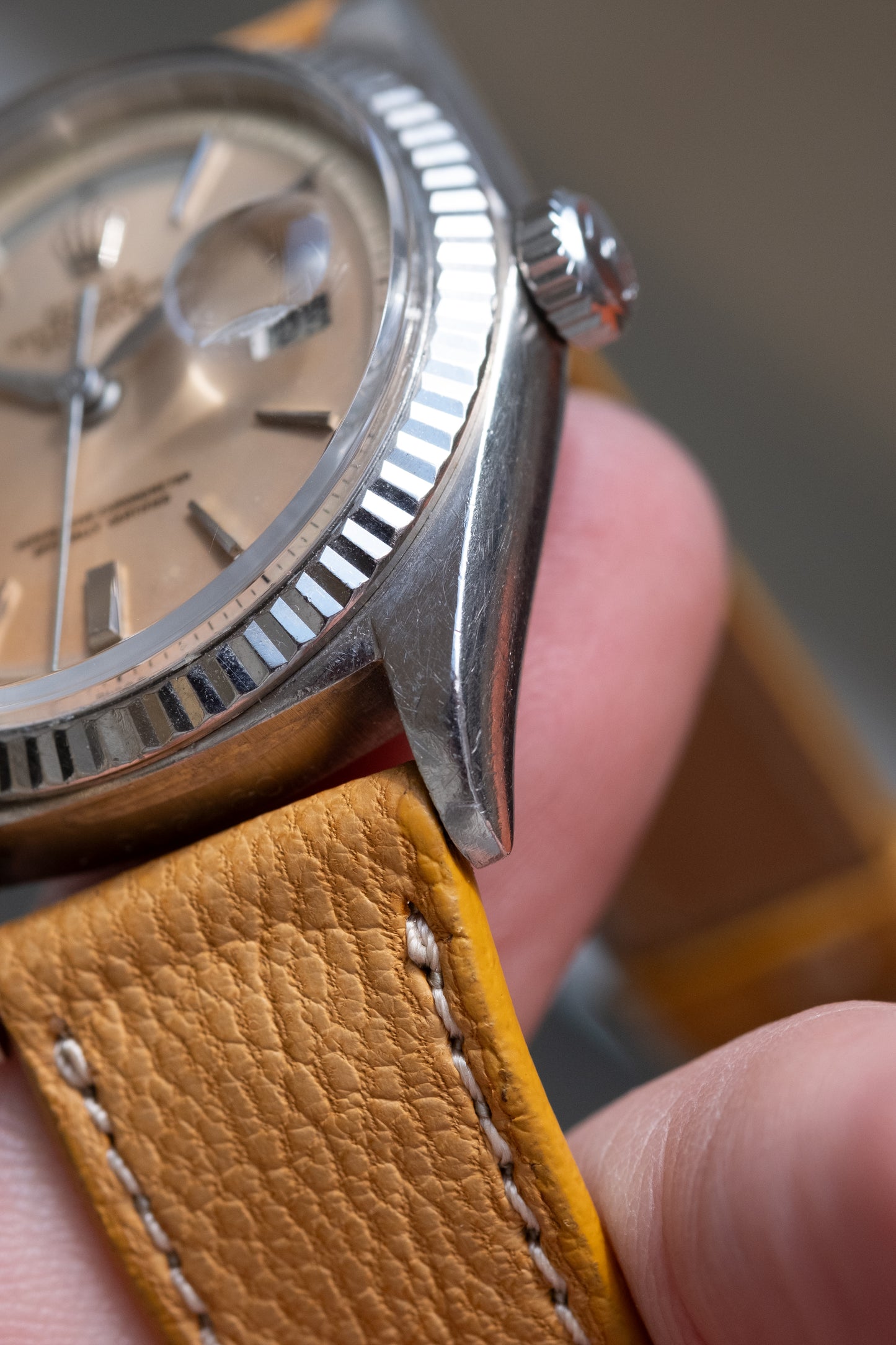 ROLEX Day Date Reference 1803 Tropical Salmon Pink Dial No lume Kanji Japanese Disc (1962)