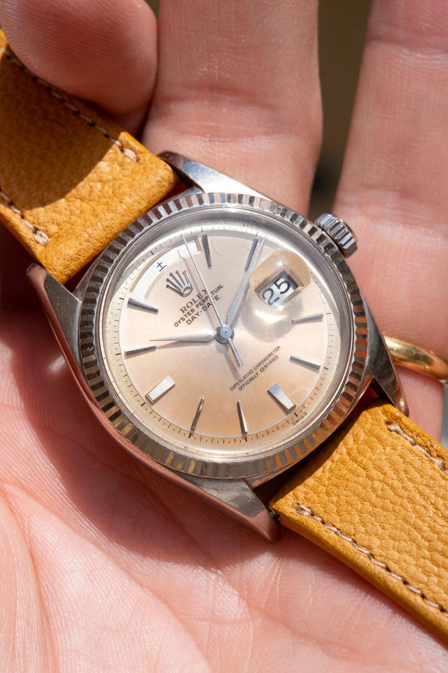 ROLEX Day Date Reference 1803 Tropical Salmon Pink Dial No lume Kanji Japanese Disc (1962)