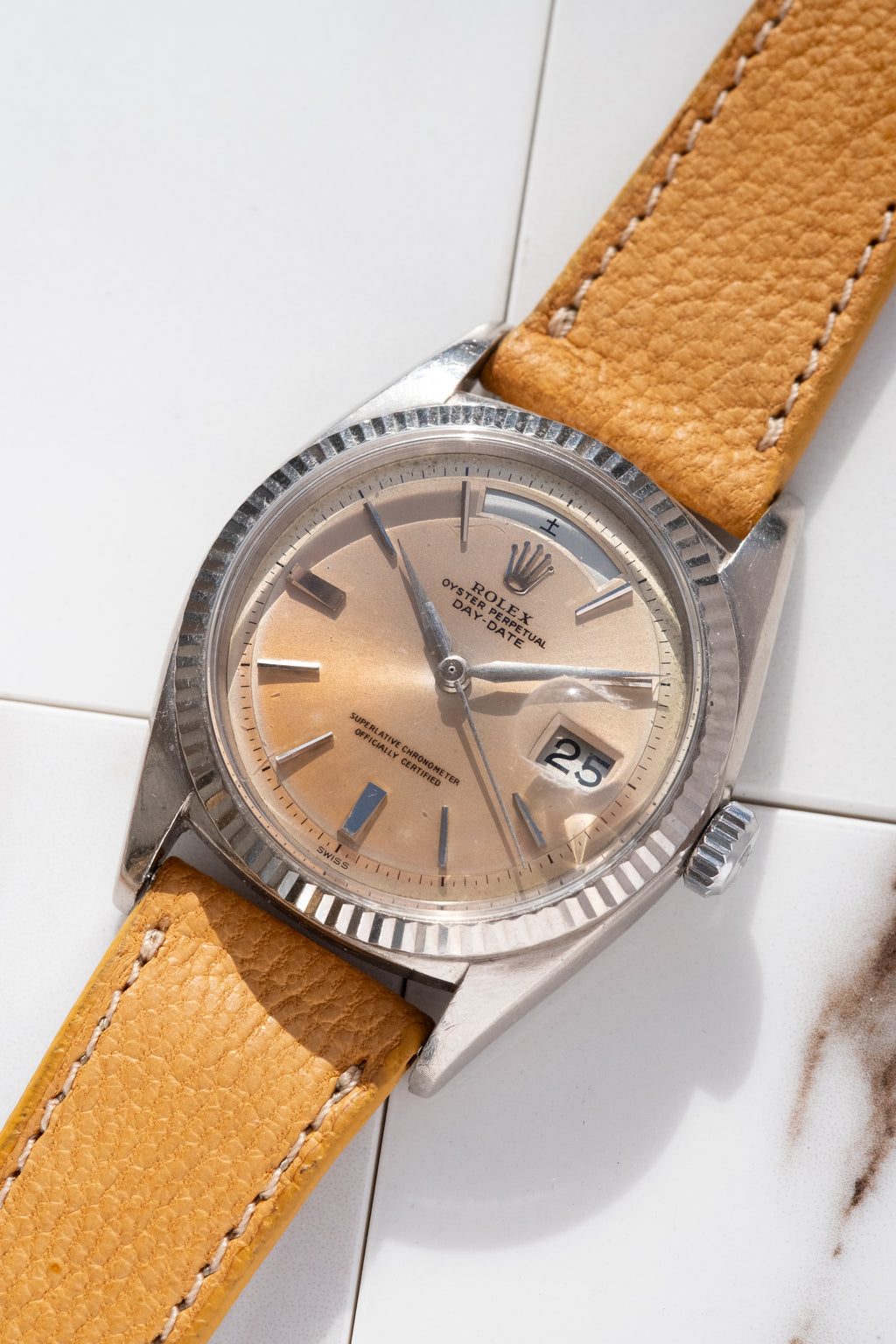 ROLEX Day Date Reference 1803 Tropical Salmon Pink Dial No lume Kanji Japanese Disc (1962)
