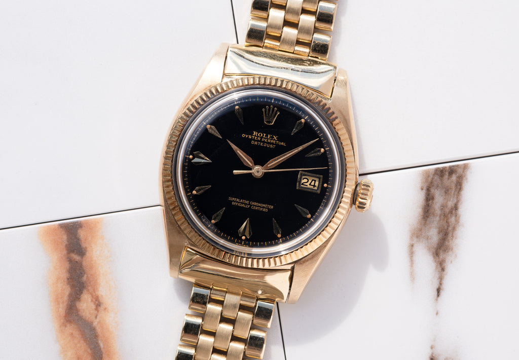 ROLEX Datejust Reference 6605 14ct Yellow Gold Gilt Dial on Jubilee (1958)