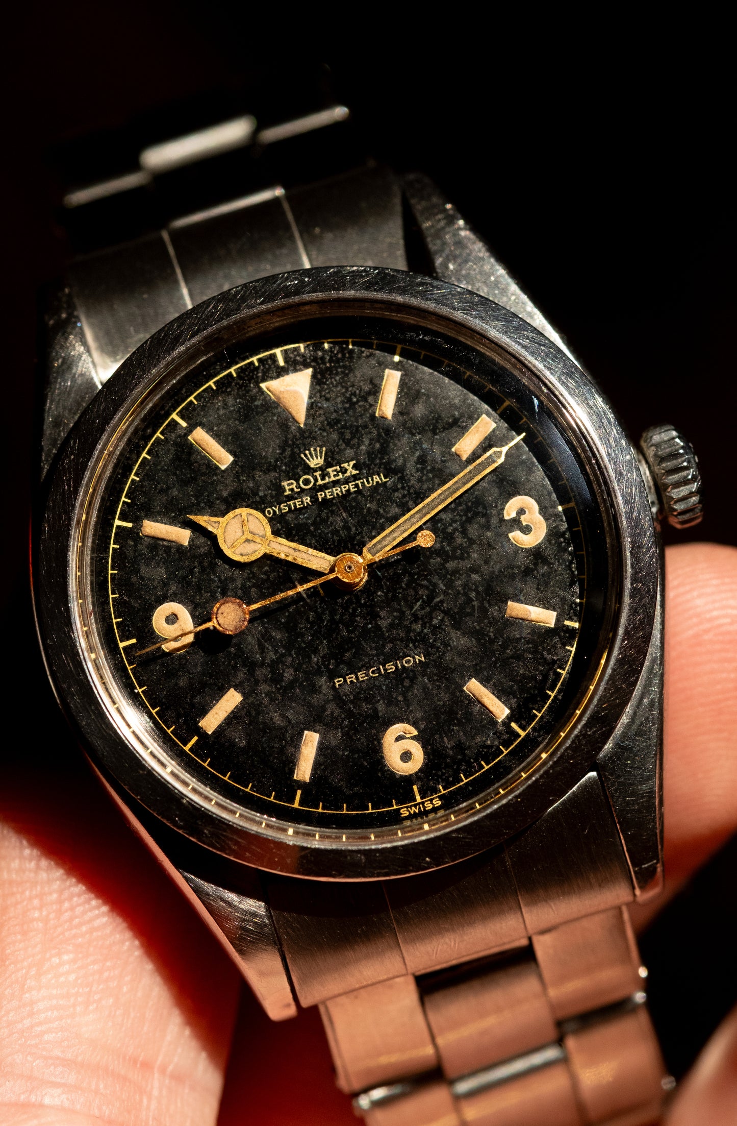 ROLEX Explorer Ref. 6150 Gilt Chapter Ring Swiss only Lollipop Dial (1953)