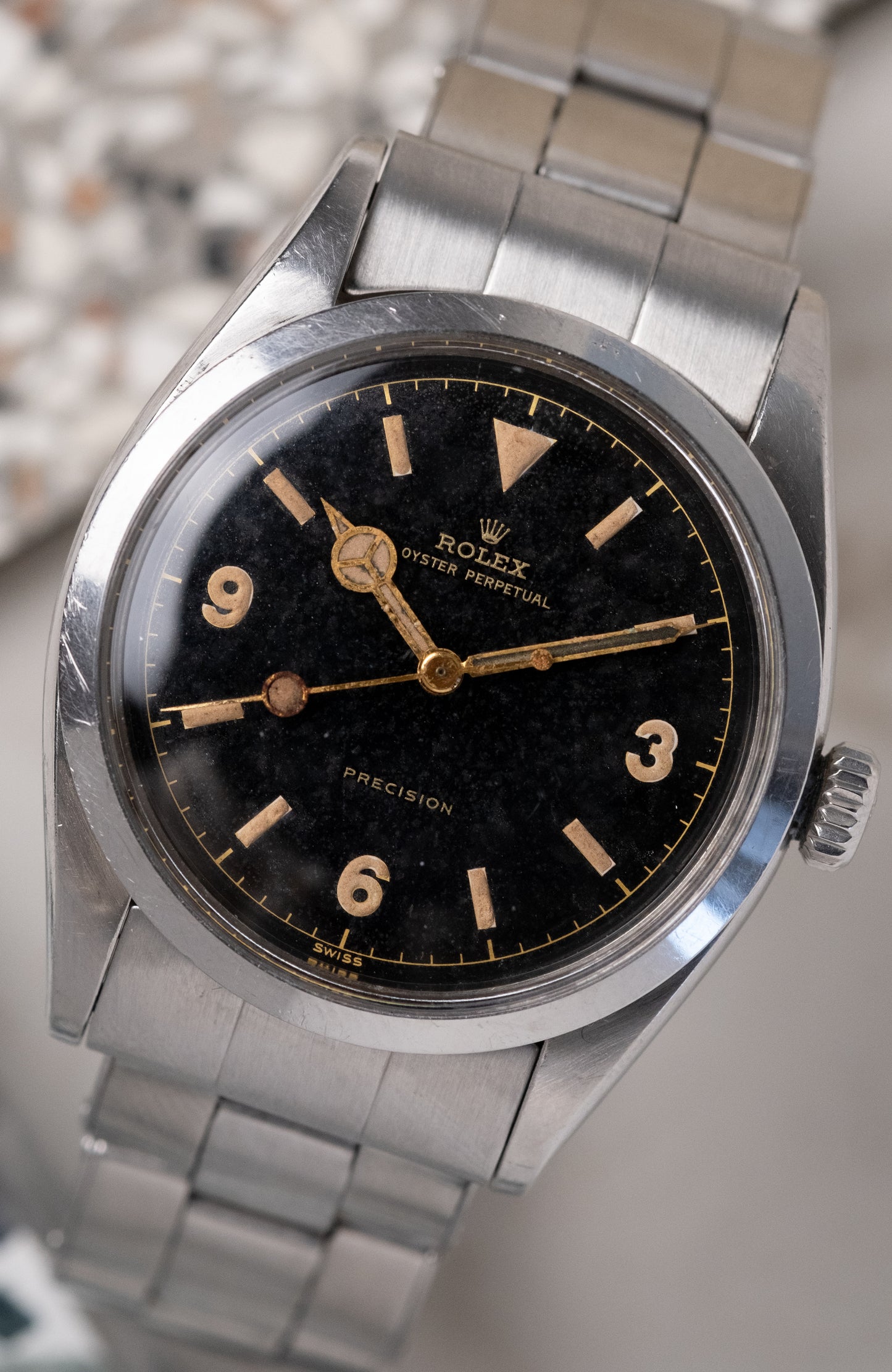 ROLEX Explorer Ref. 6150 Gilt Chapter Ring Swiss only Lollipop Dial (1953)