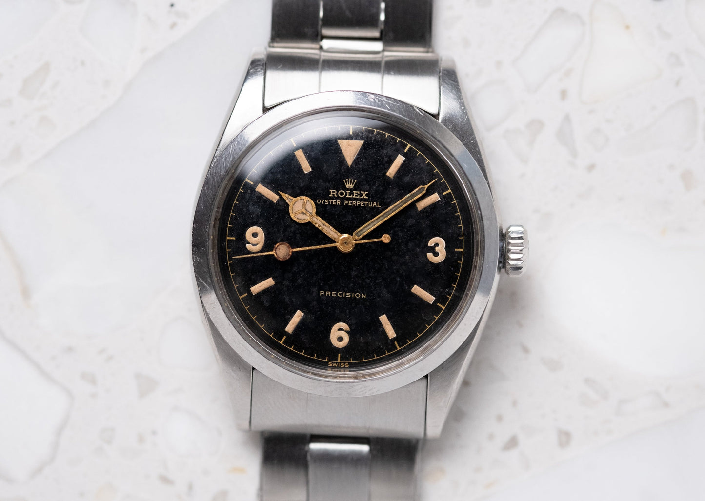 ROLEX Explorer Ref. 6150 Gilt Chapter Ring Swiss only Lollipop Dial (1953)