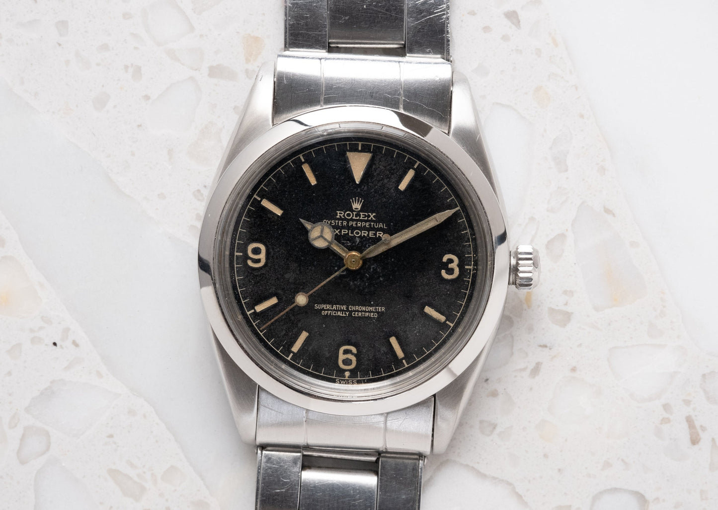 ROLEX Explorer ref. 1016 Type 1 Gilt Gloss Chapter Ring Exclamation Mark (1960)