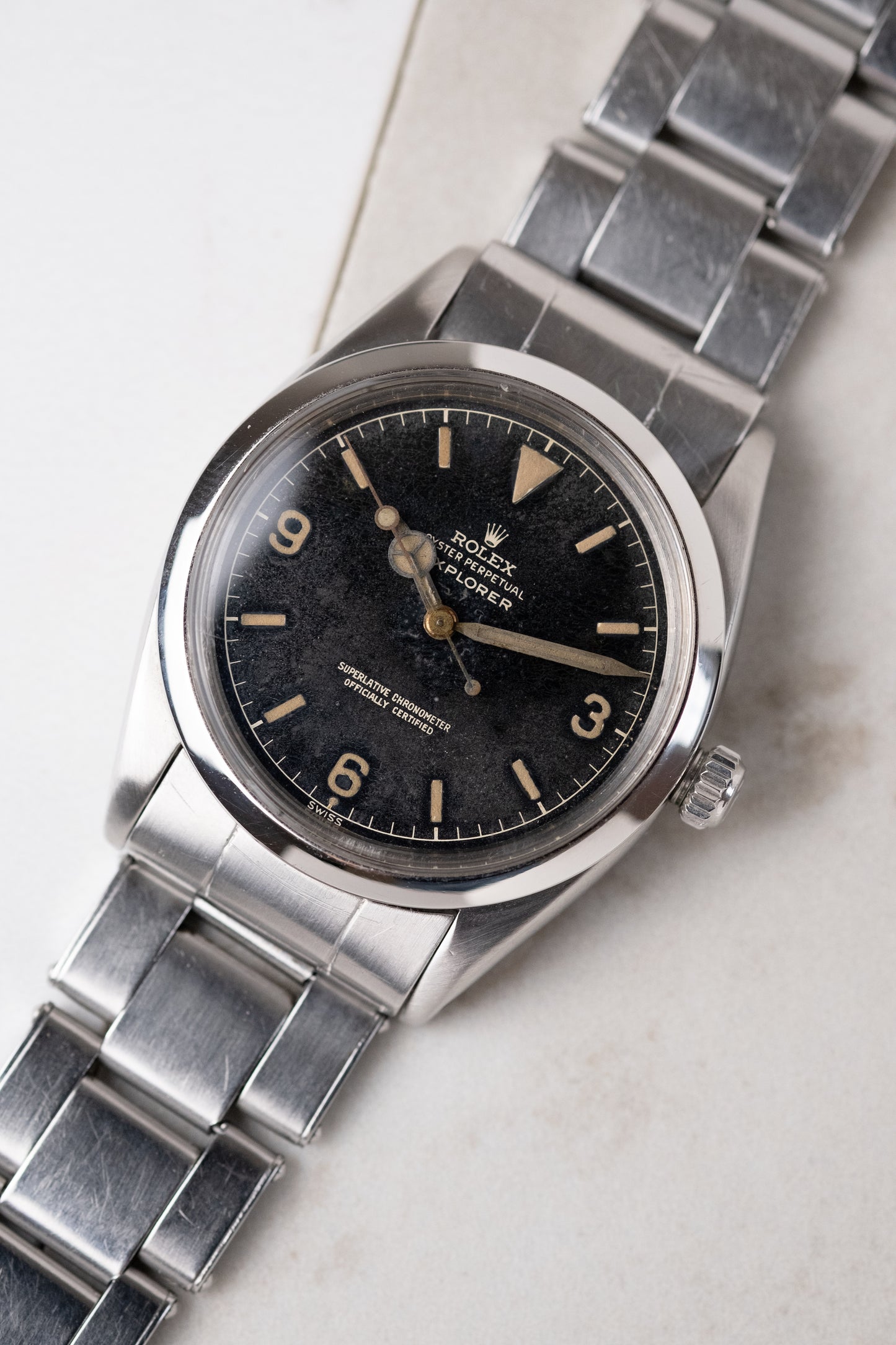 ROLEX Explorer ref. 1016 Type 1 Gilt Gloss Chapter Ring Exclamation Mark (1960)