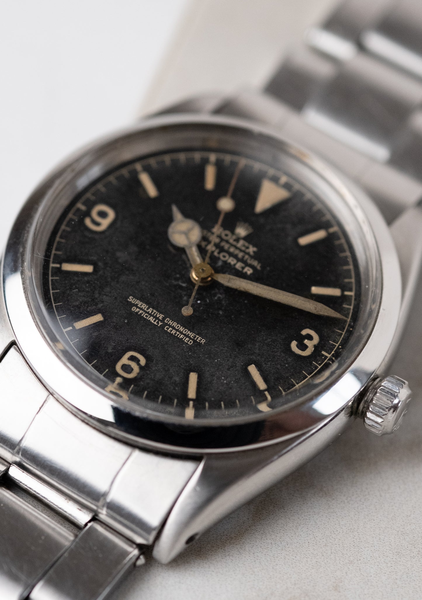 ROLEX Explorer ref. 1016 Type 1 Gilt Gloss Chapter Ring Exclamation Mark (1960)