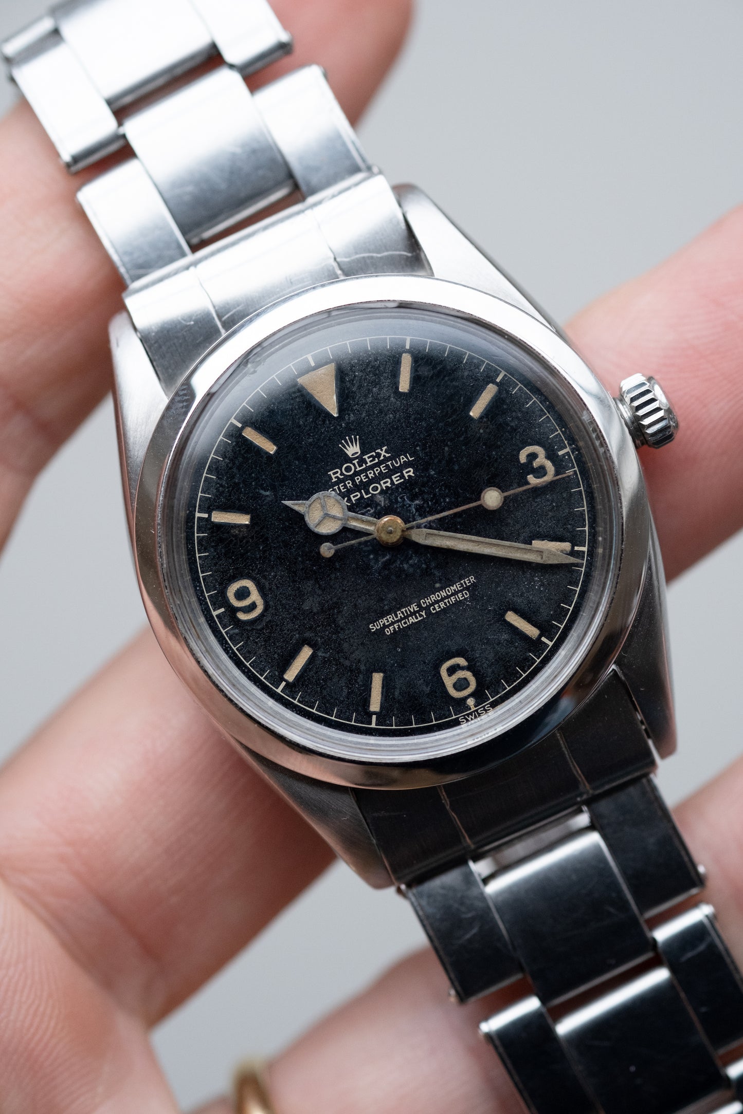ROLEX Explorer ref. 1016 Type 1 Gilt Gloss Chapter Ring Exclamation Mark (1960)