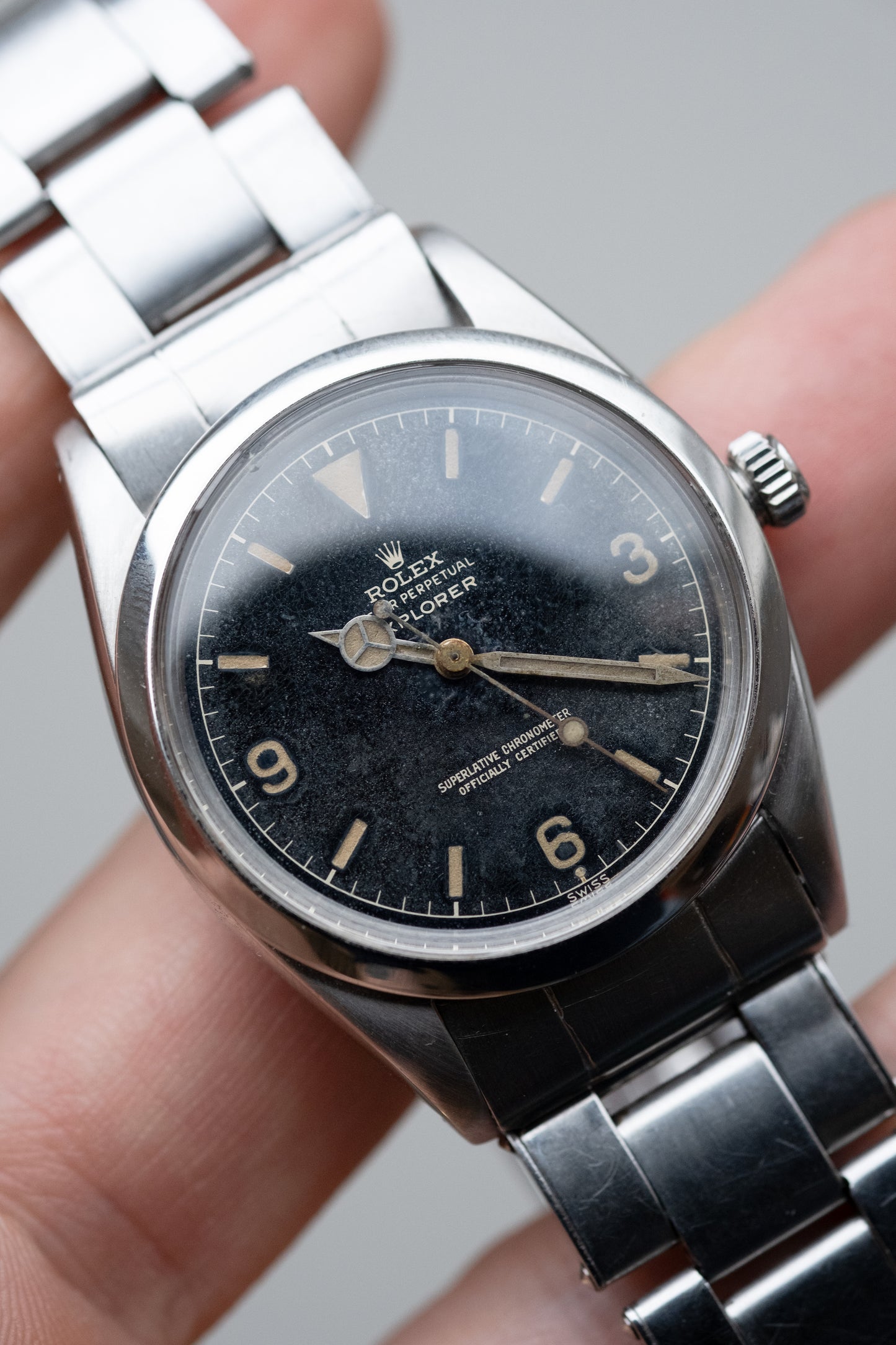 ROLEX Explorer ref. 1016 Type 1 Gilt Gloss Chapter Ring Exclamation Mark (1960)
