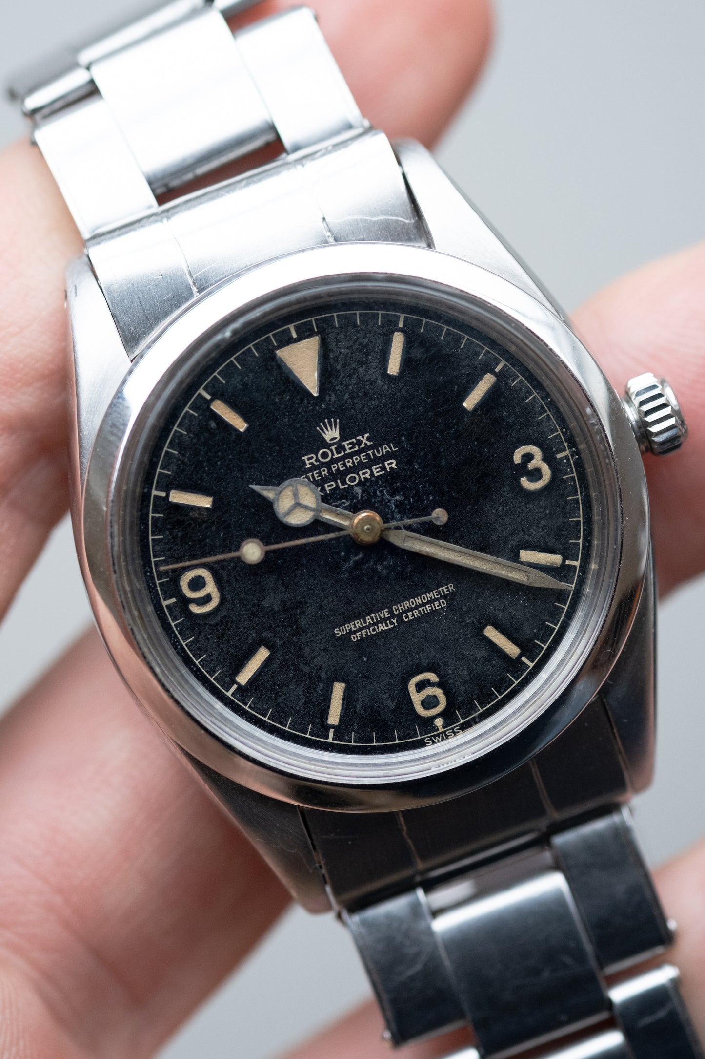 ROLEX Explorer ref. 1016 Type 1 Gilt Gloss Chapter Ring Exclamation Mark (1960)
