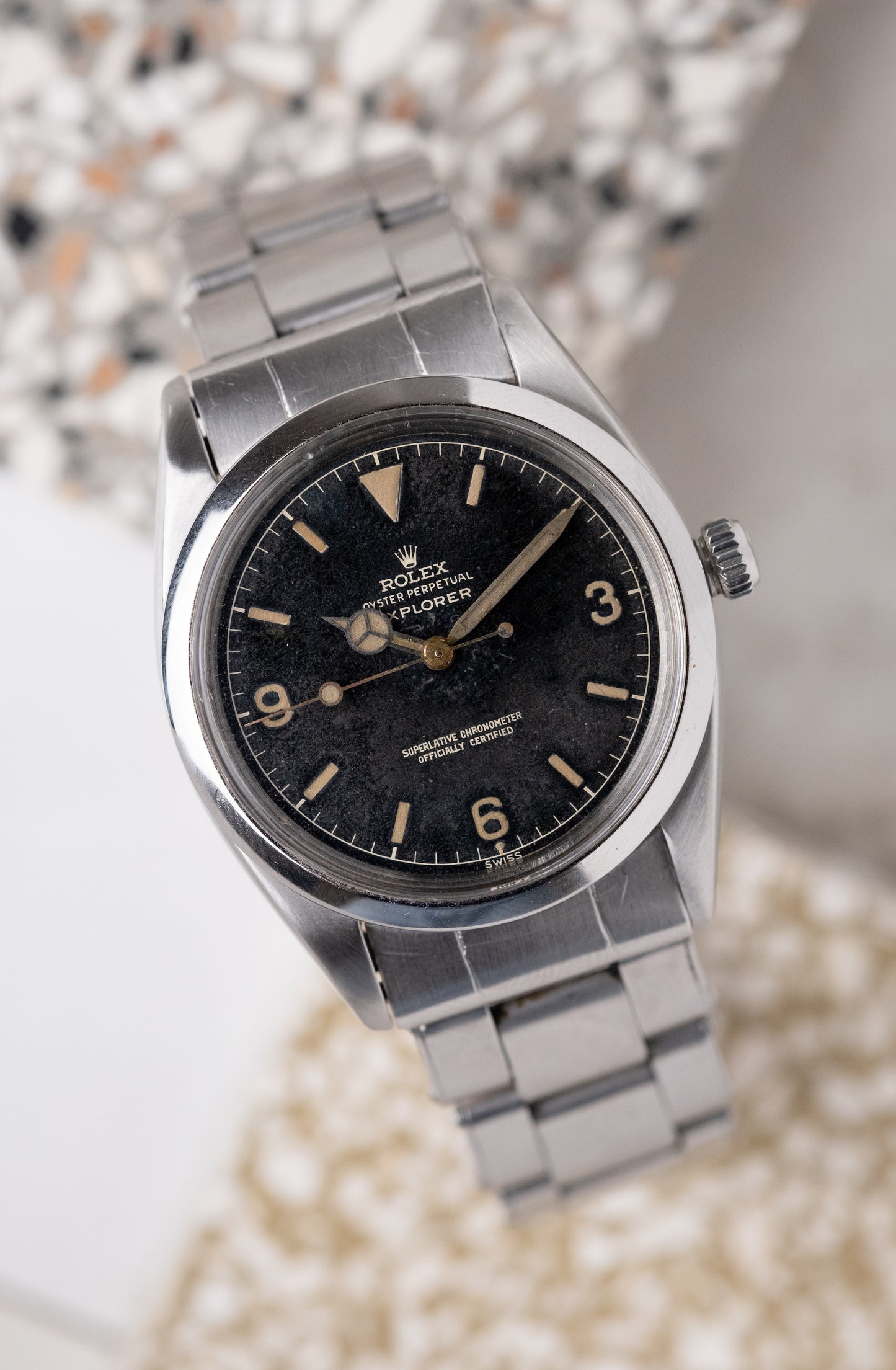 ROLEX Explorer ref. 1016 Type 1 Gilt Gloss Chapter Ring Exclamation Mark (1960)