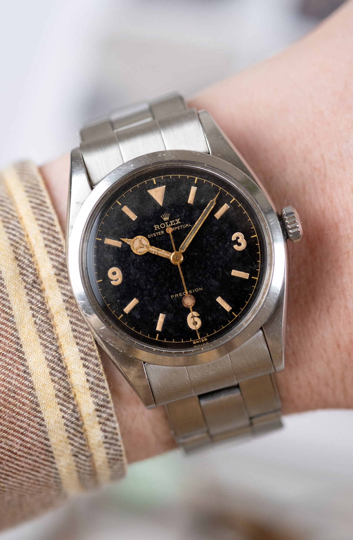 ROLEX Explorer Ref. 6150 Gilt Chapter Ring Swiss only Lollipop Dial (1953)